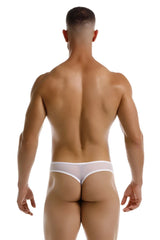 White sheer mesh thong with thin white waistband shown from the back in JOR 2242 Origin thongs color white