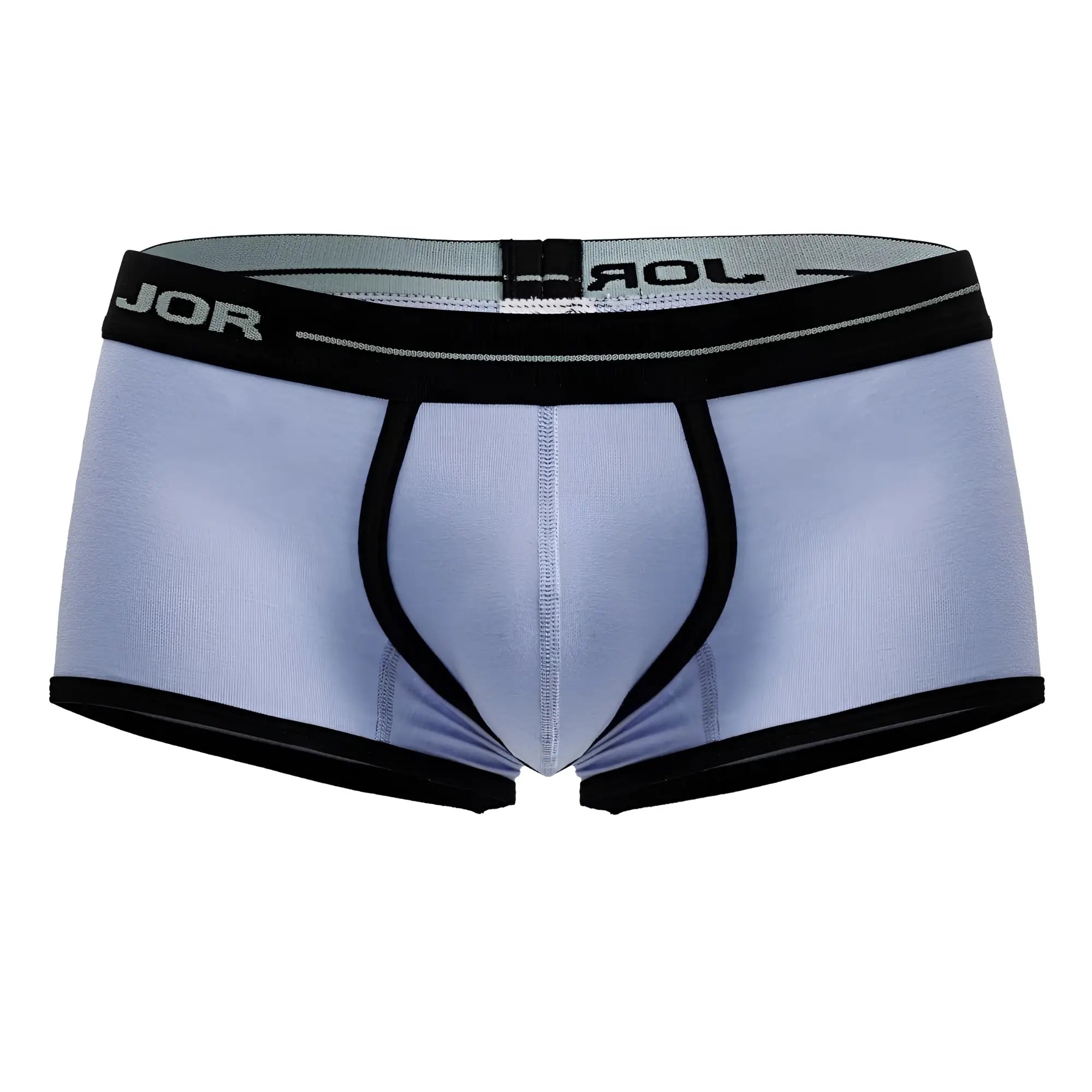 Light blue jor 2243 astra trunks men’s briefs with black trim and waistband detailing for comfortable wear