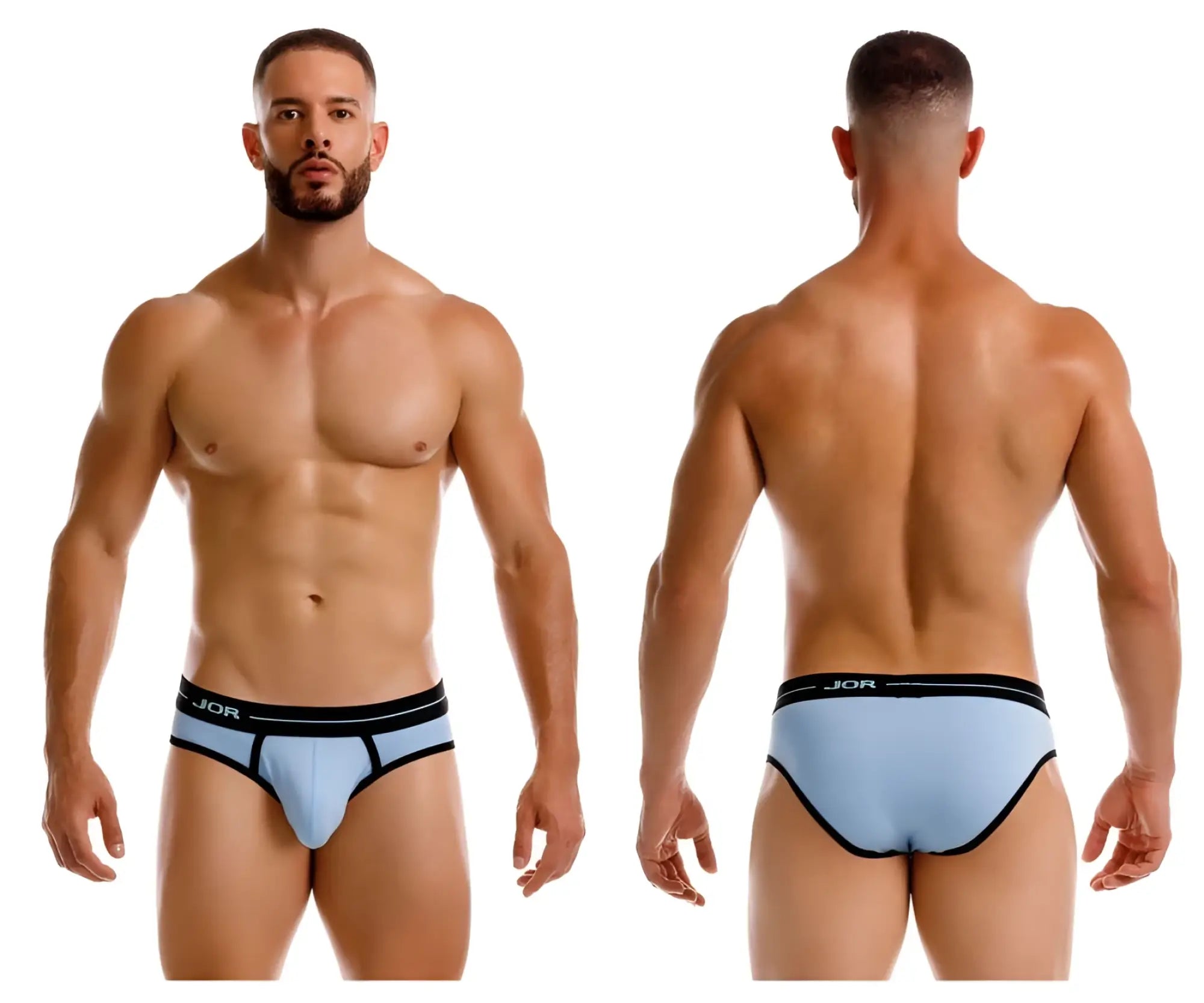 Light blue JOR 2244 Astra briefs with black trim featuring a comfortable, breathable design for everyday wear