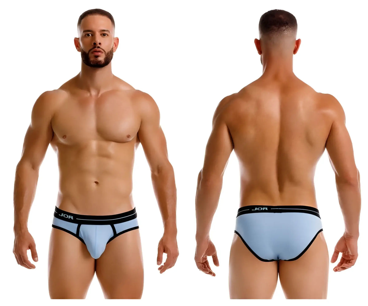 Light blue JOR 2244 Astra briefs with black trim featuring a comfortable, breathable design for everyday wear