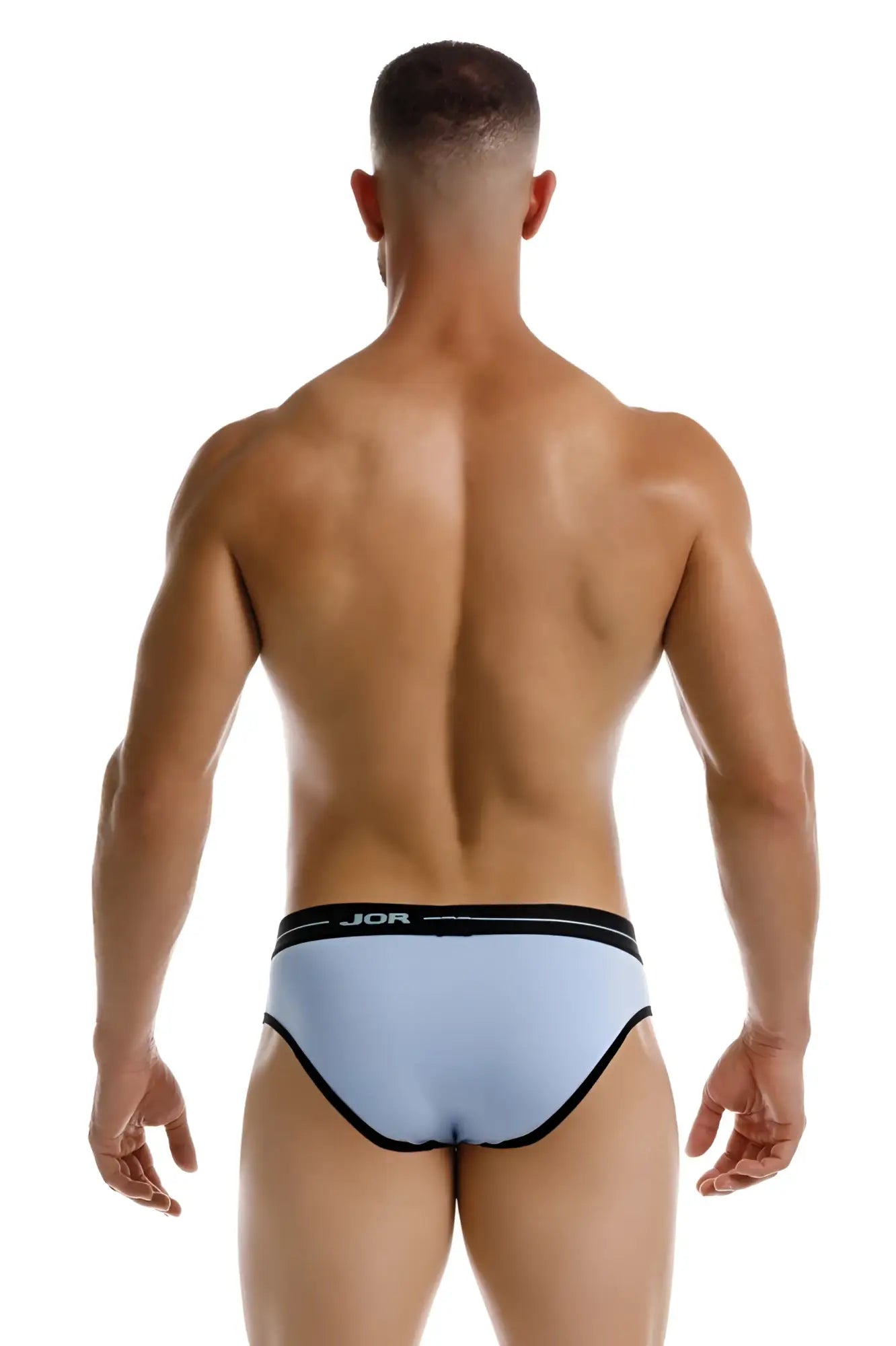 Light blue JOR 2244 Astra briefs with black trim featuring a sleek modern design in breathable fabric
