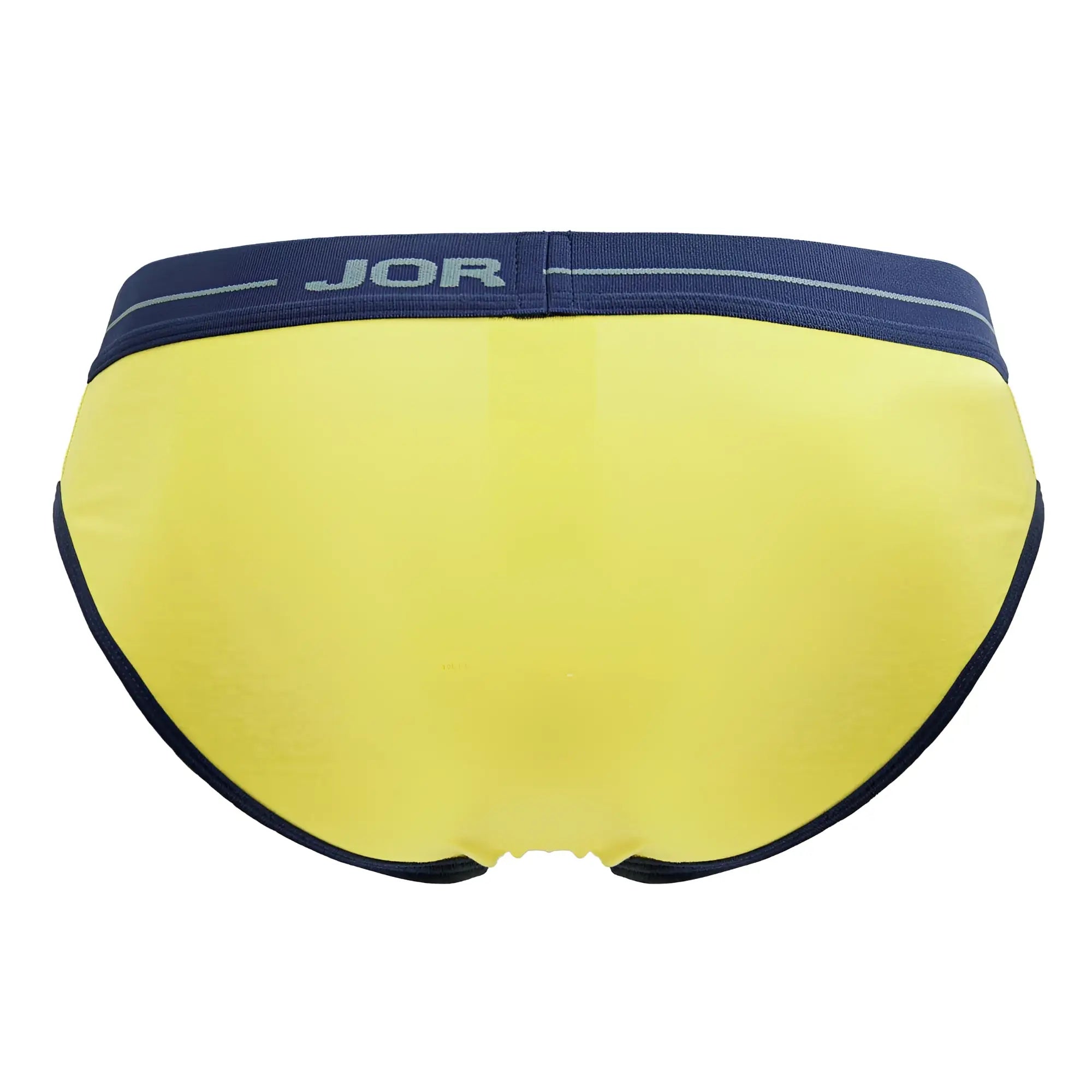 Bright yellow JOR 2244 Astra men’s briefs with navy blue waistband and trim for comfortable everyday wear