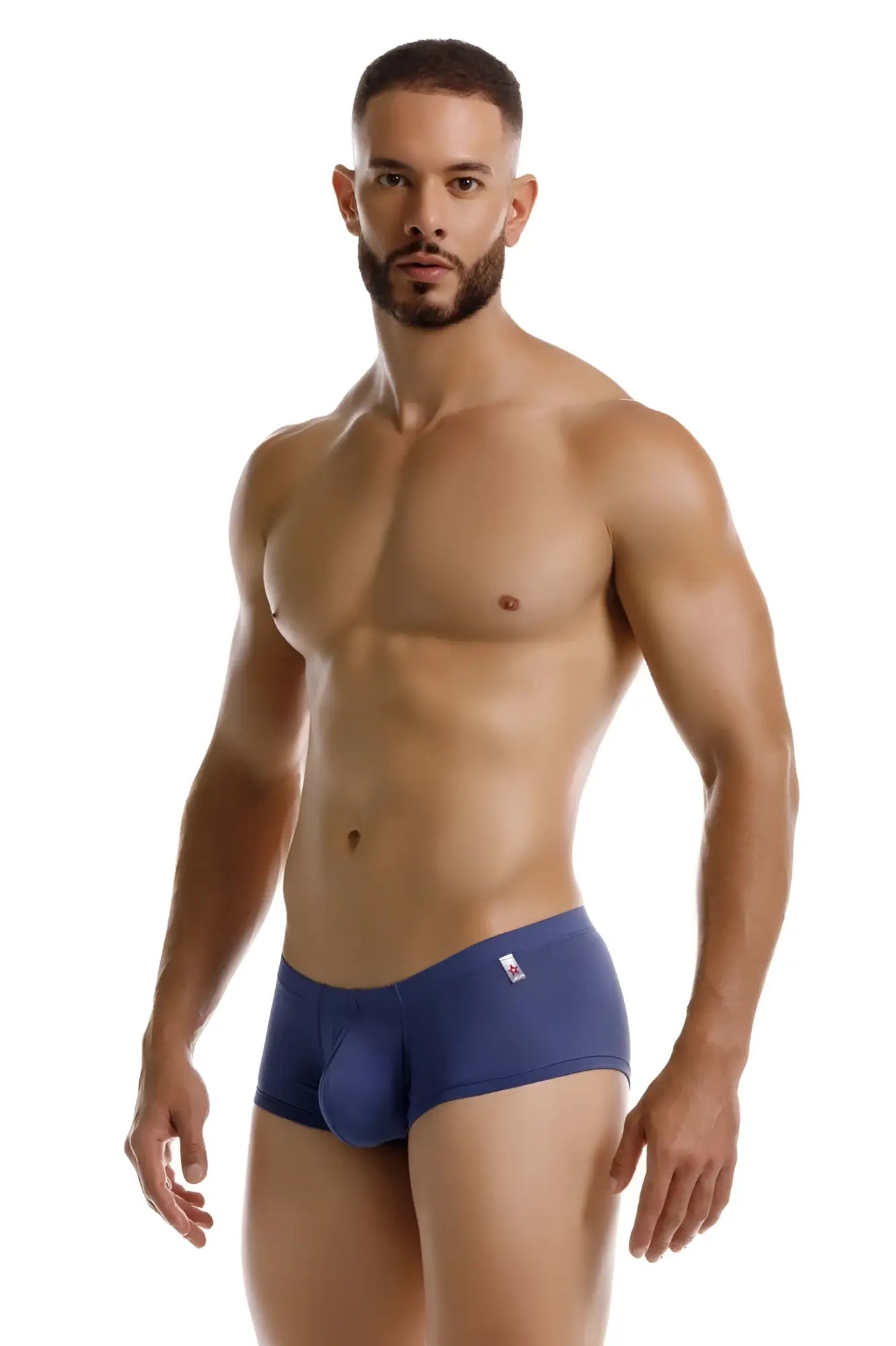 Navy blue men’s briefs jor 2246 cosmo trunks with small logo on waistband made from soft breathable fabric