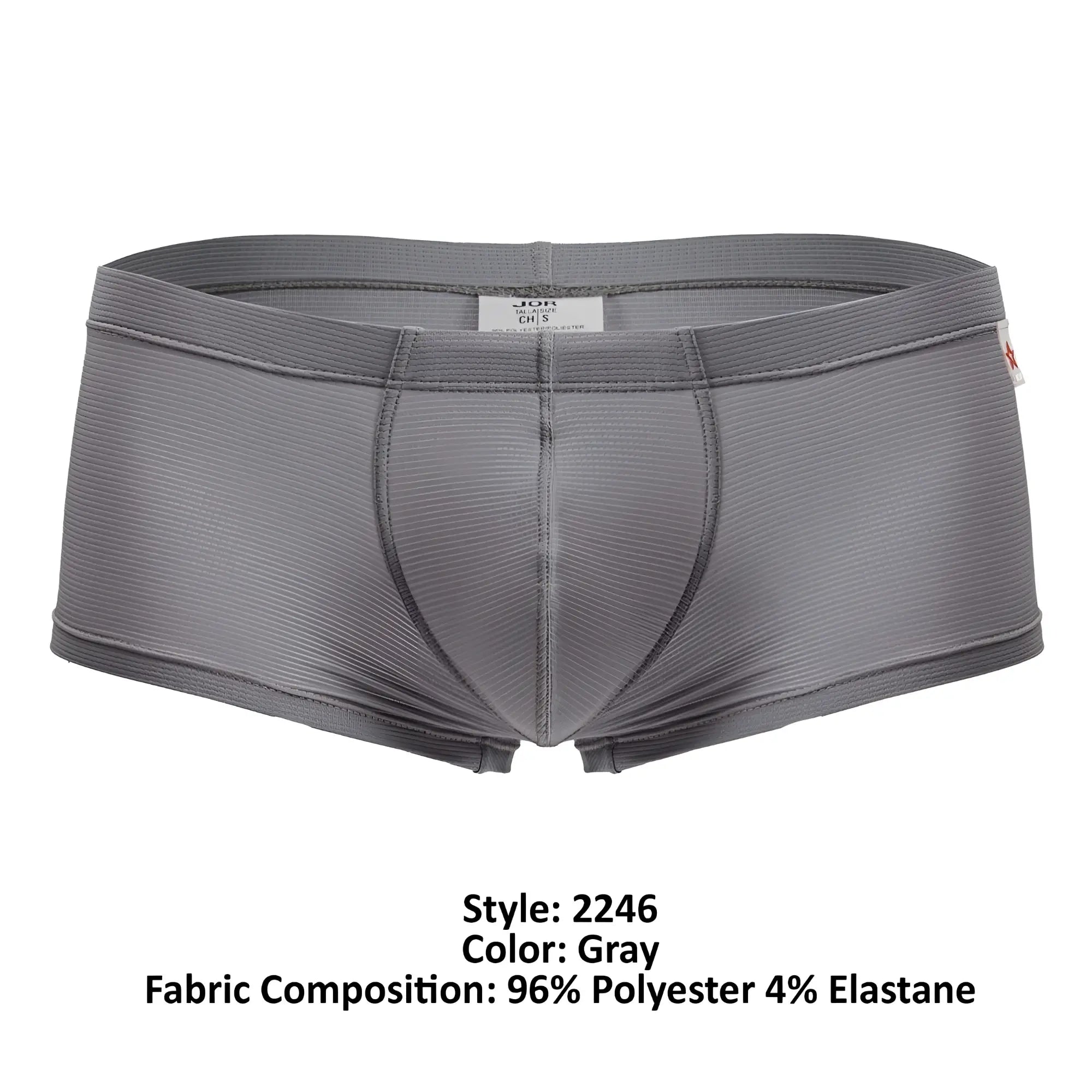 Gray mens briefs jor 2246 cosmo trunks with ribbed texture and elastic waistband made from polyester and elastane