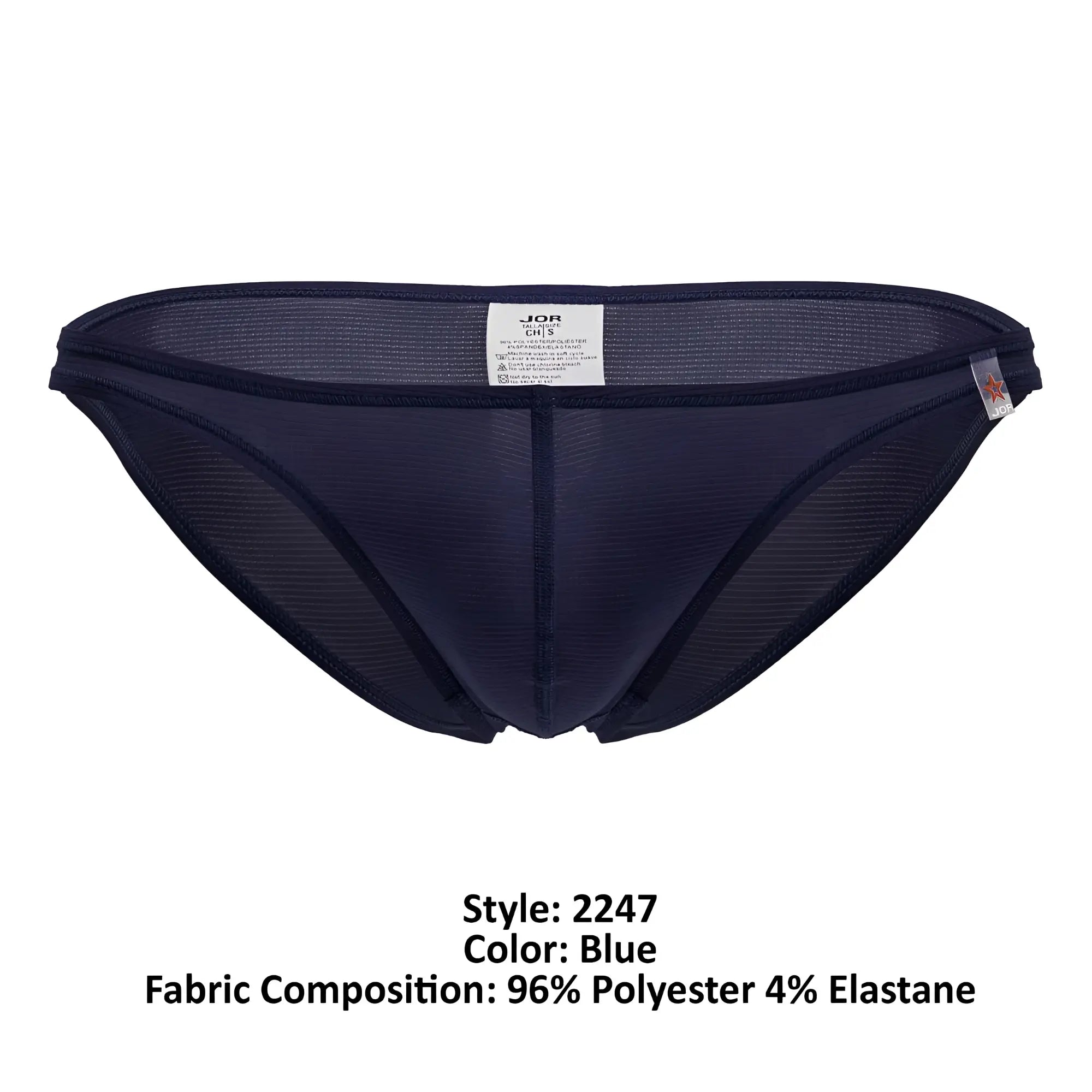 Dark blue jor 2247 cosmo bikini men’s briefs with mesh design made of 96 polyester and 4 elastane