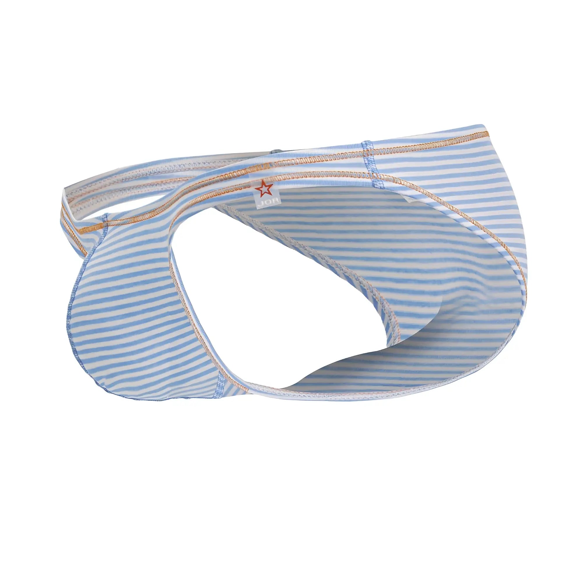 Light blue and white striped jor 2249 sour bikini briefs with beige stitching for comfortable everyday wear