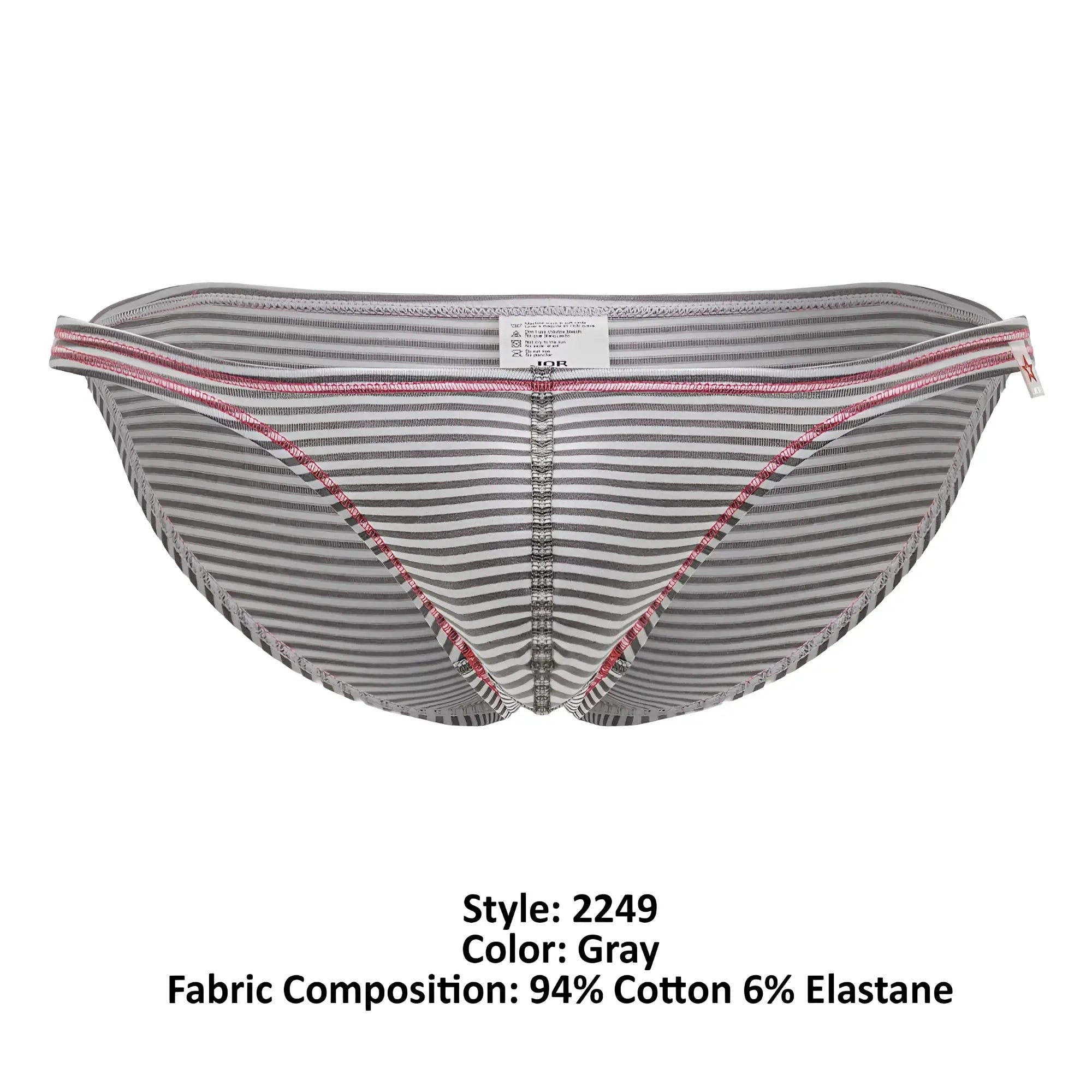 Jor 2249 sour bikini gray briefs with pink trim made of cotton elastane blend for comfortable wear