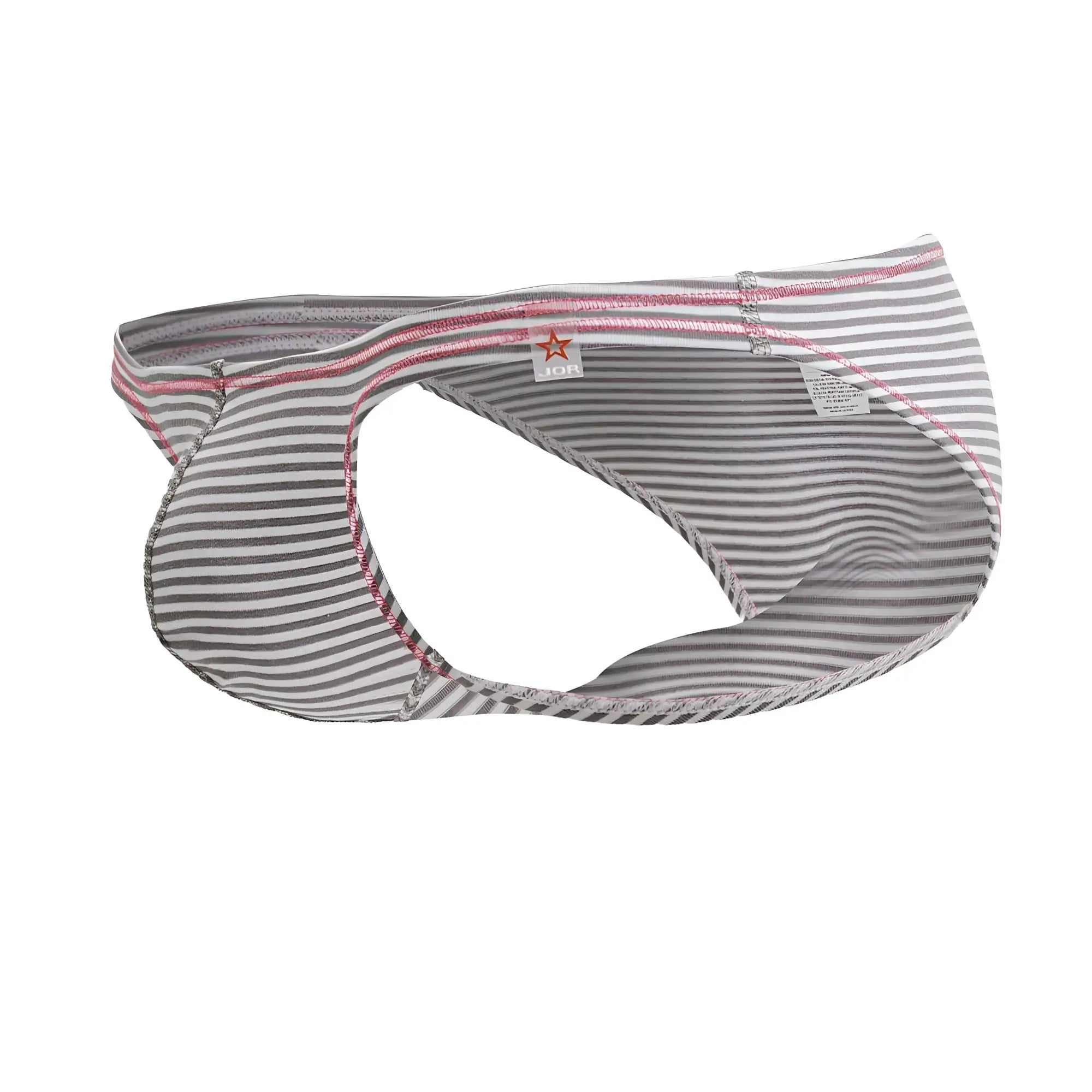 Gray and white striped men’s briefs with pink stitching edges jor 2249 sour bikini color gray design