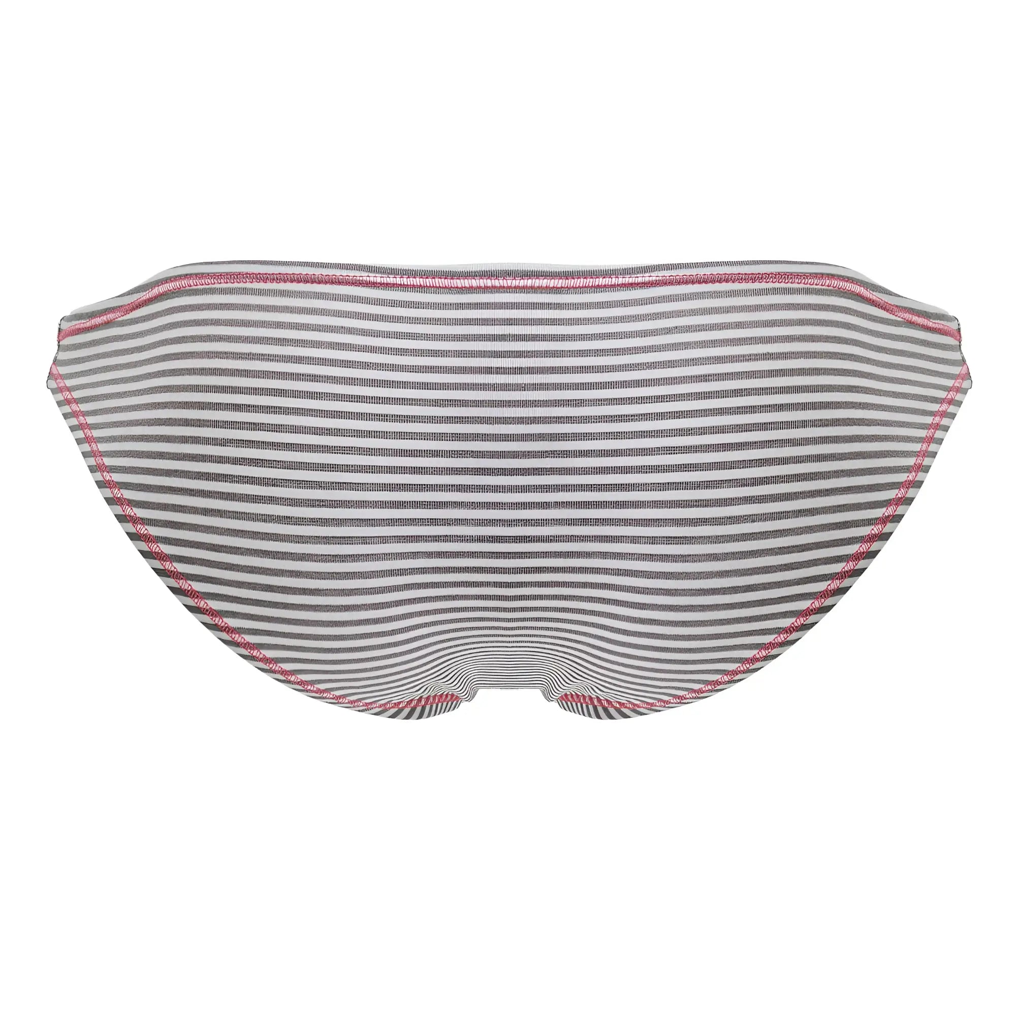 Gray and white striped bikini bottom with pink stitching along the edges from jor 2249 sour bikini color gray collection