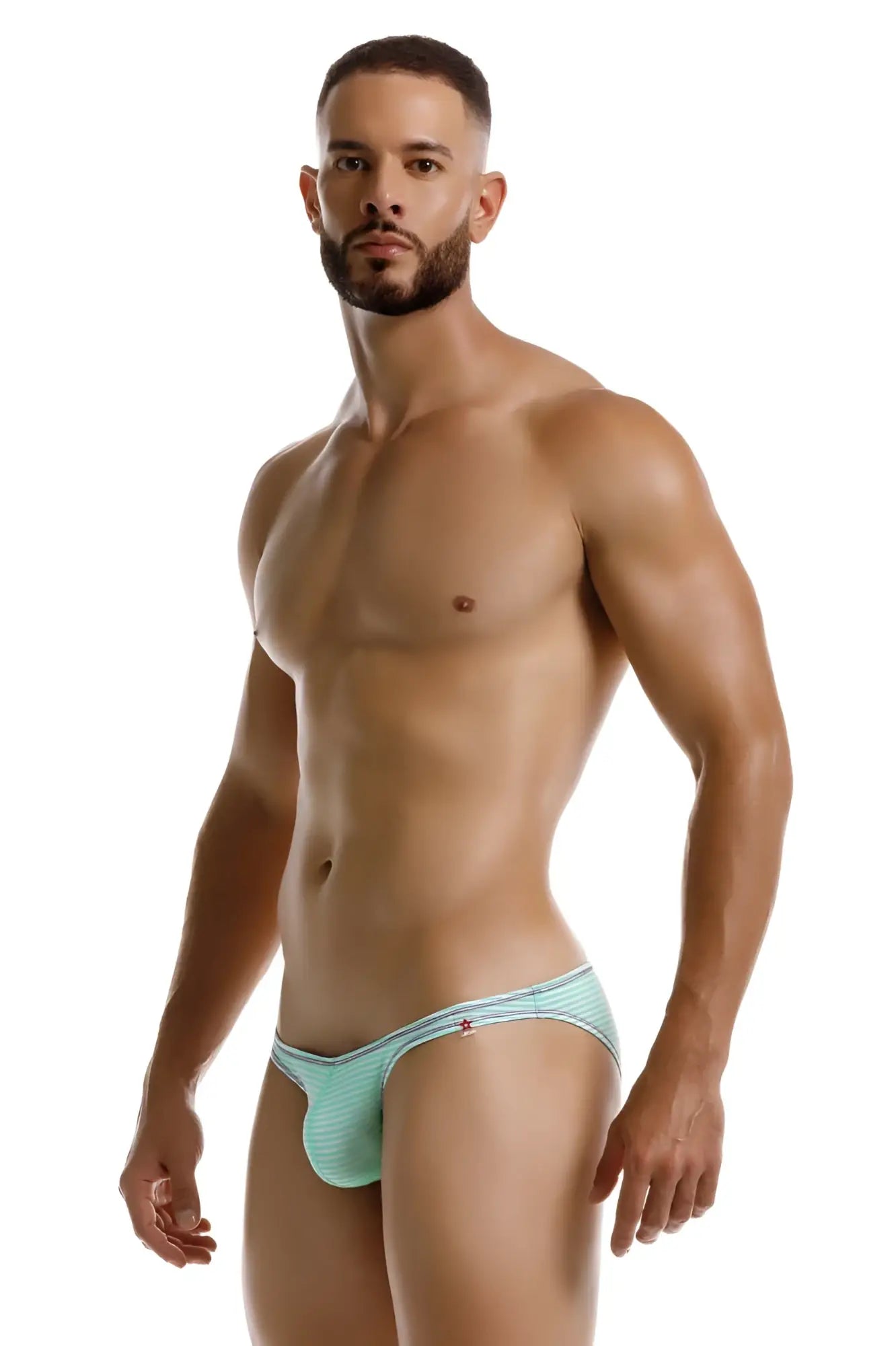 Mint green textured briefs jor 2249 sour bikini with subtle stripes and a small red logo on the side