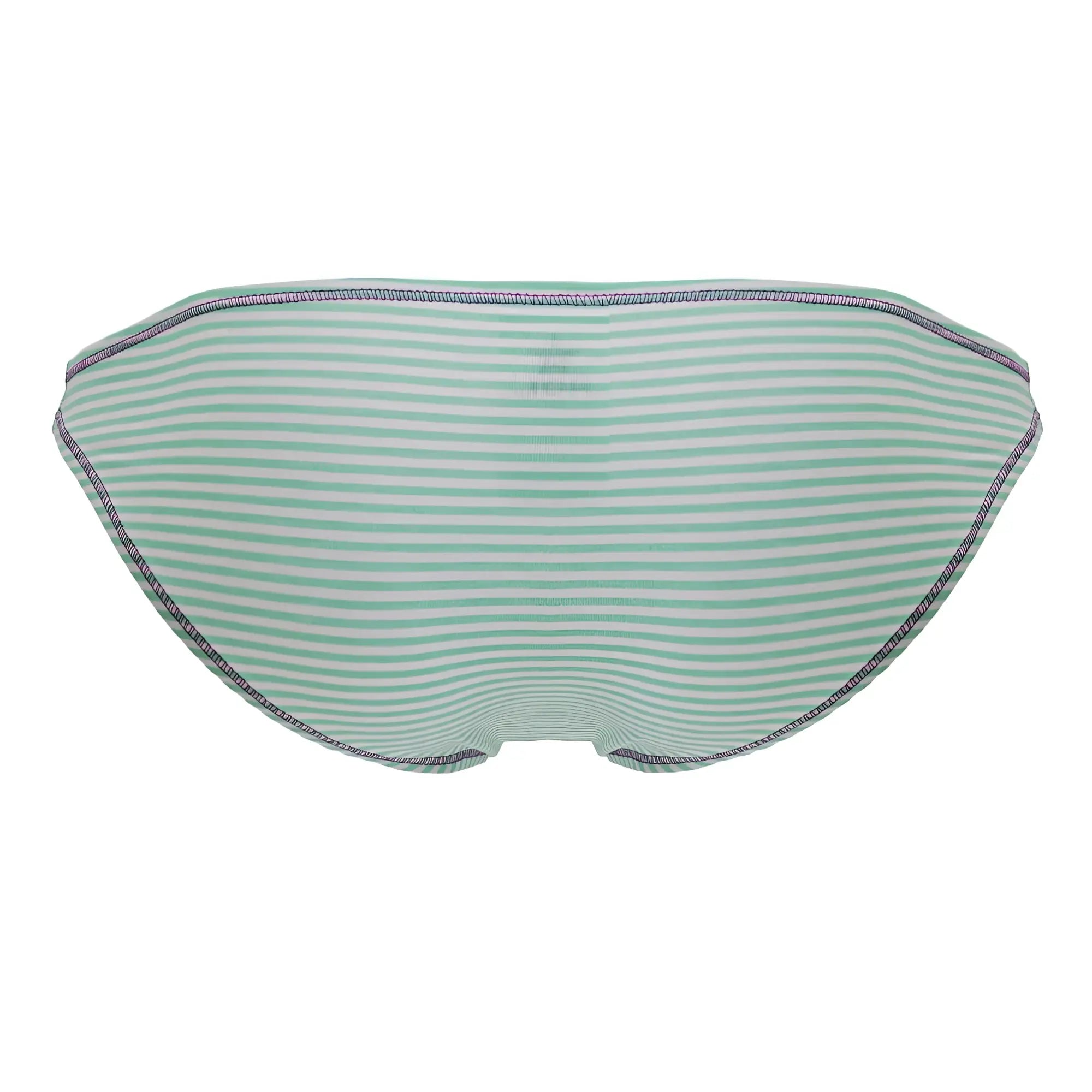 A mint green and white striped bikini bottom jor 2249 sour bikini with subtle textured seams along the edges