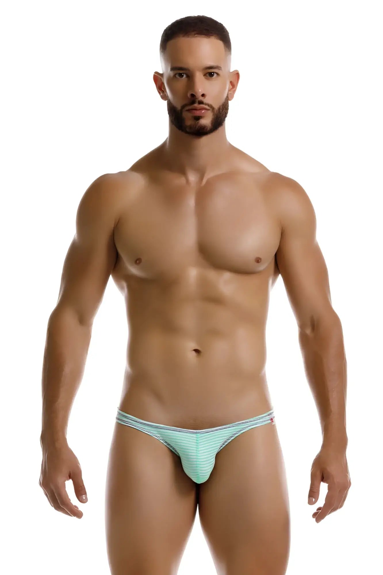 Jor 2249 sour bikini color mint light blue striped men’s briefs with a snug form-fitting design for comfortable wear