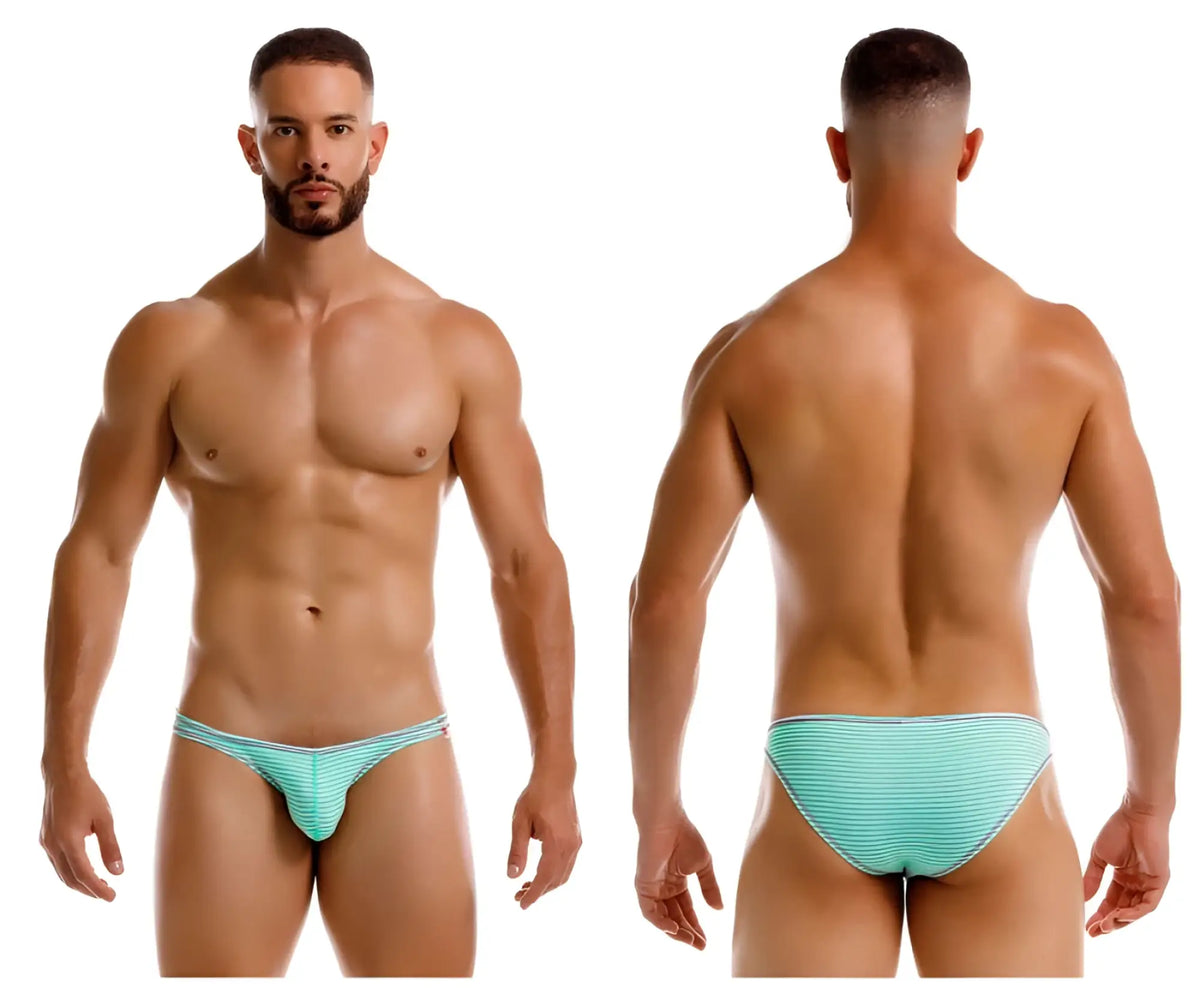 Light blue striped jor 2249 sour bikini briefs with a snug form-fitting design in mint color