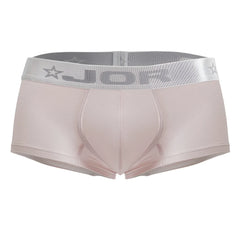 Light pink ribbed men’s briefs with gray elastic waistband featuring jor brand name and star motifs jor 2251 bright trunks