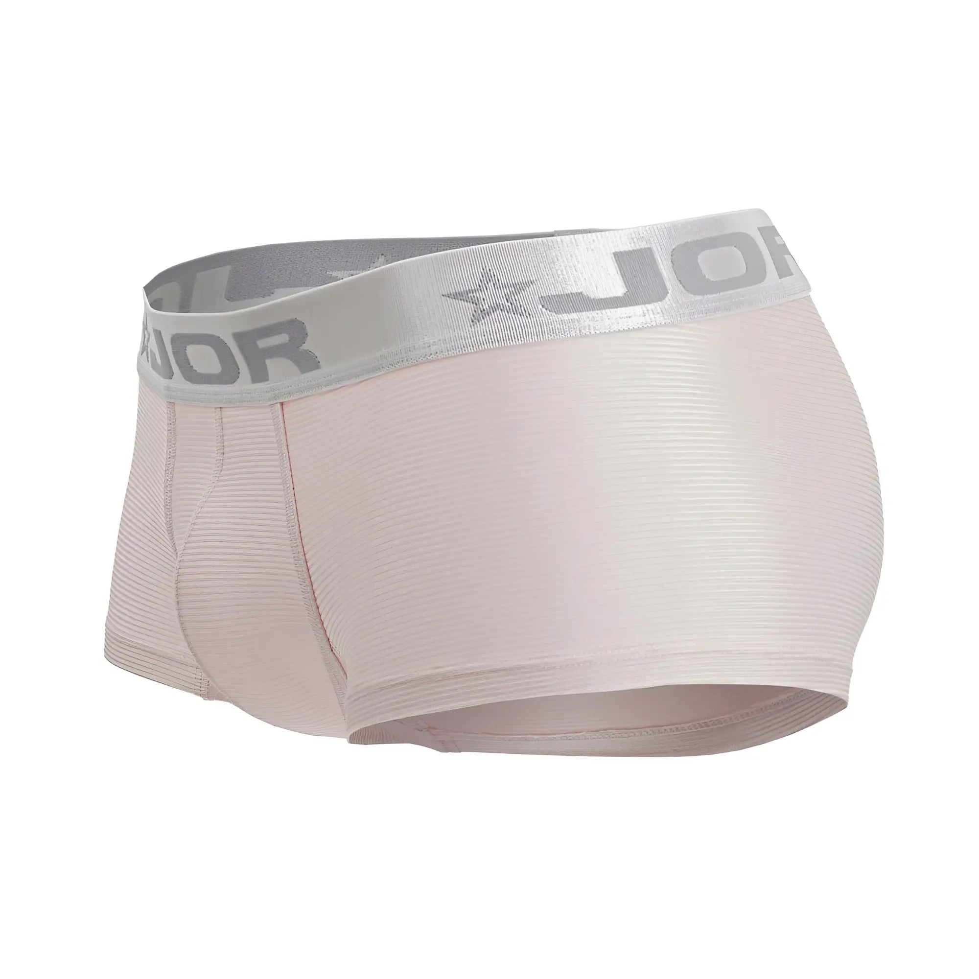Light pink ribbed men’s briefs with a silver elastic waistband featuring jor logo and star emblem bright trunks 2251