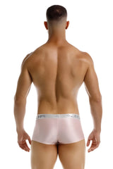 Pink metallic textured briefs with silver waistband and jo logo star emblem jor 2251 bright trunks color pink