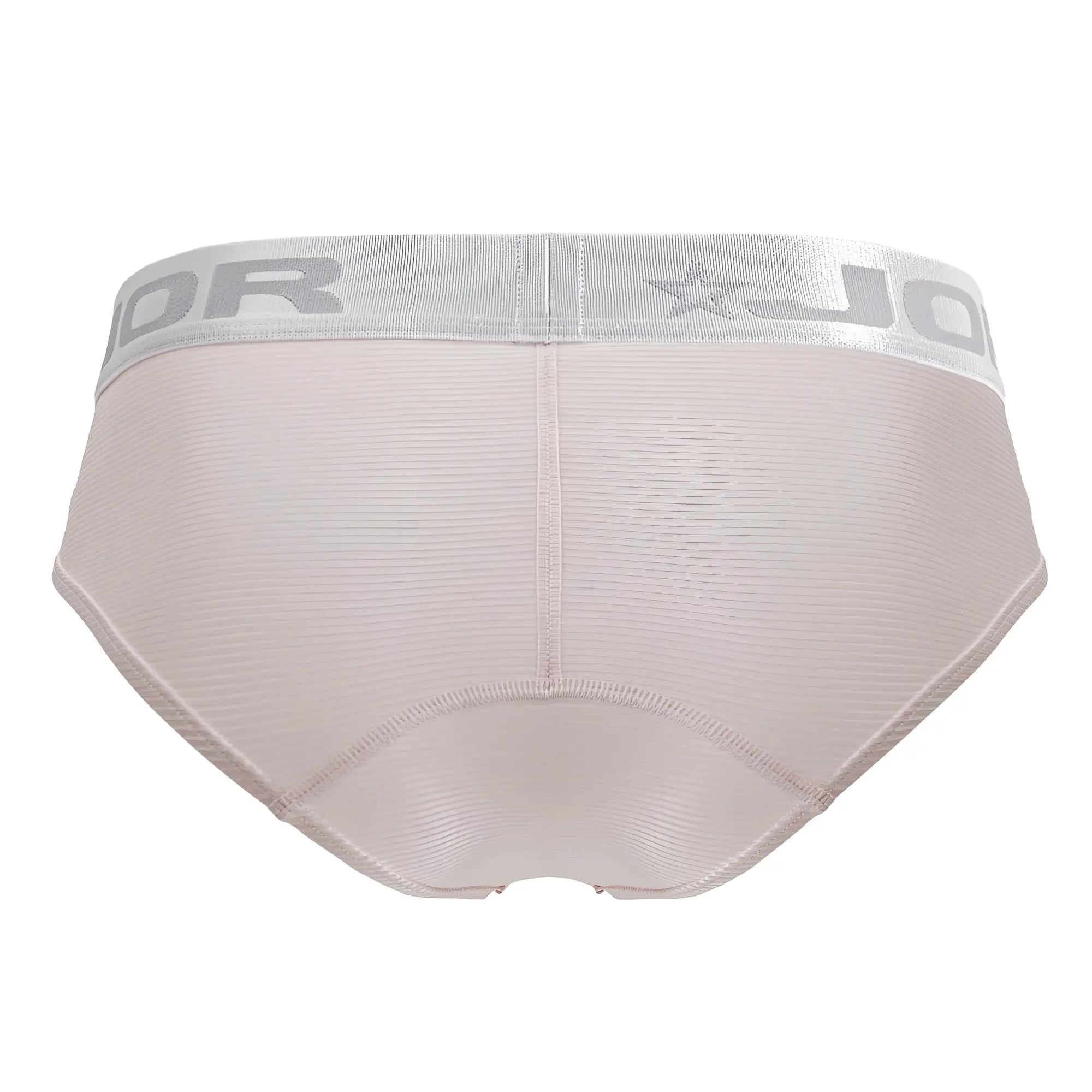 Beige textured briefs with a silver elastic waistband featuring JOR brand name and star logo from Bright Briefs collection