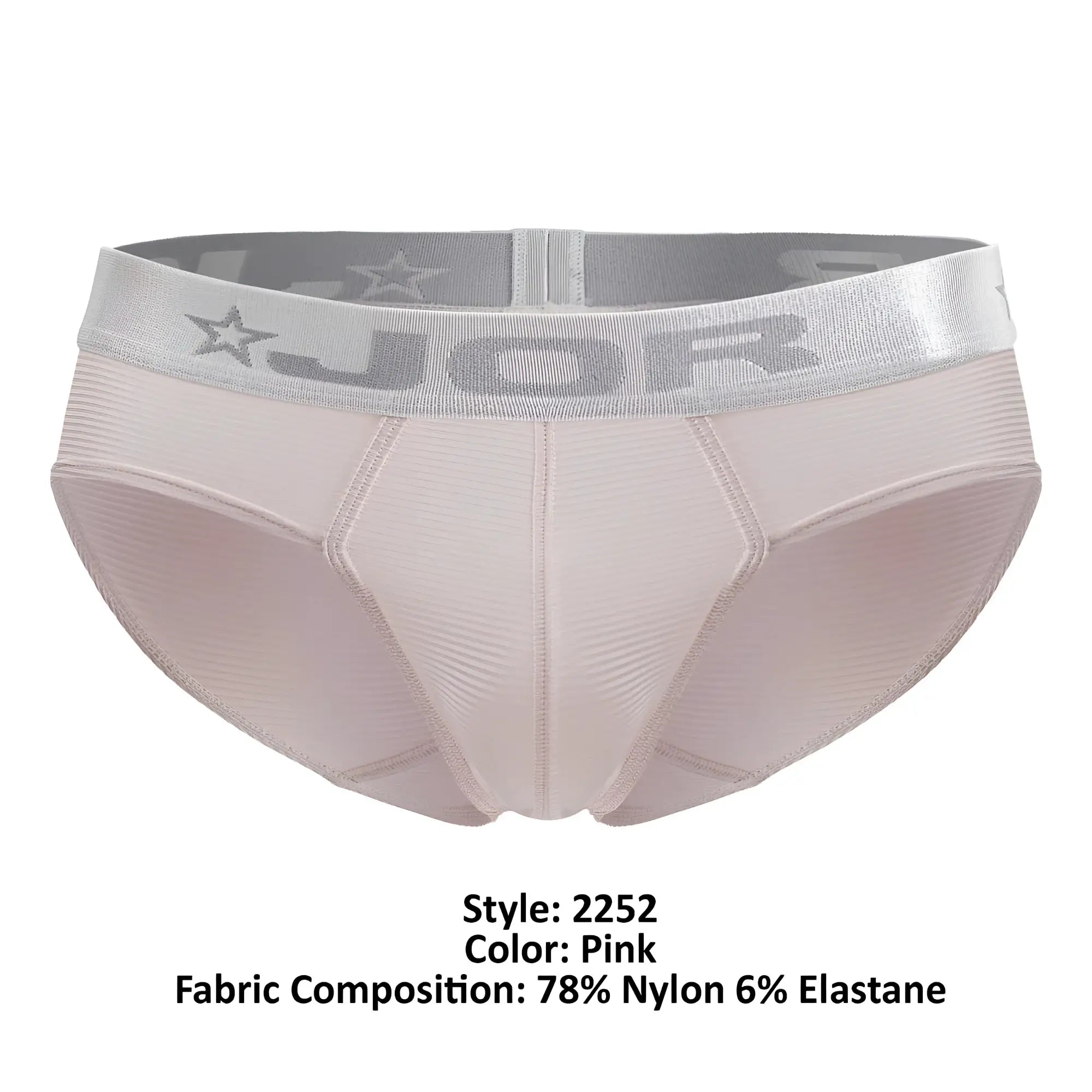Pink jor 2252 bright briefs with silver star and brand logo waistband for men in comfortable fabric