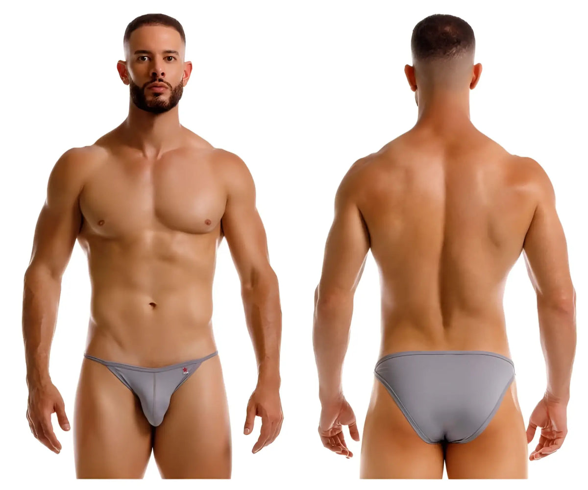 Gray jor 2257 axel bikini athletic briefs featuring a subtle logo on the left hipband for active wear