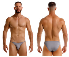 Gray jor 2257 axel bikini athletic briefs featuring a subtle logo on the left hipband for active wear