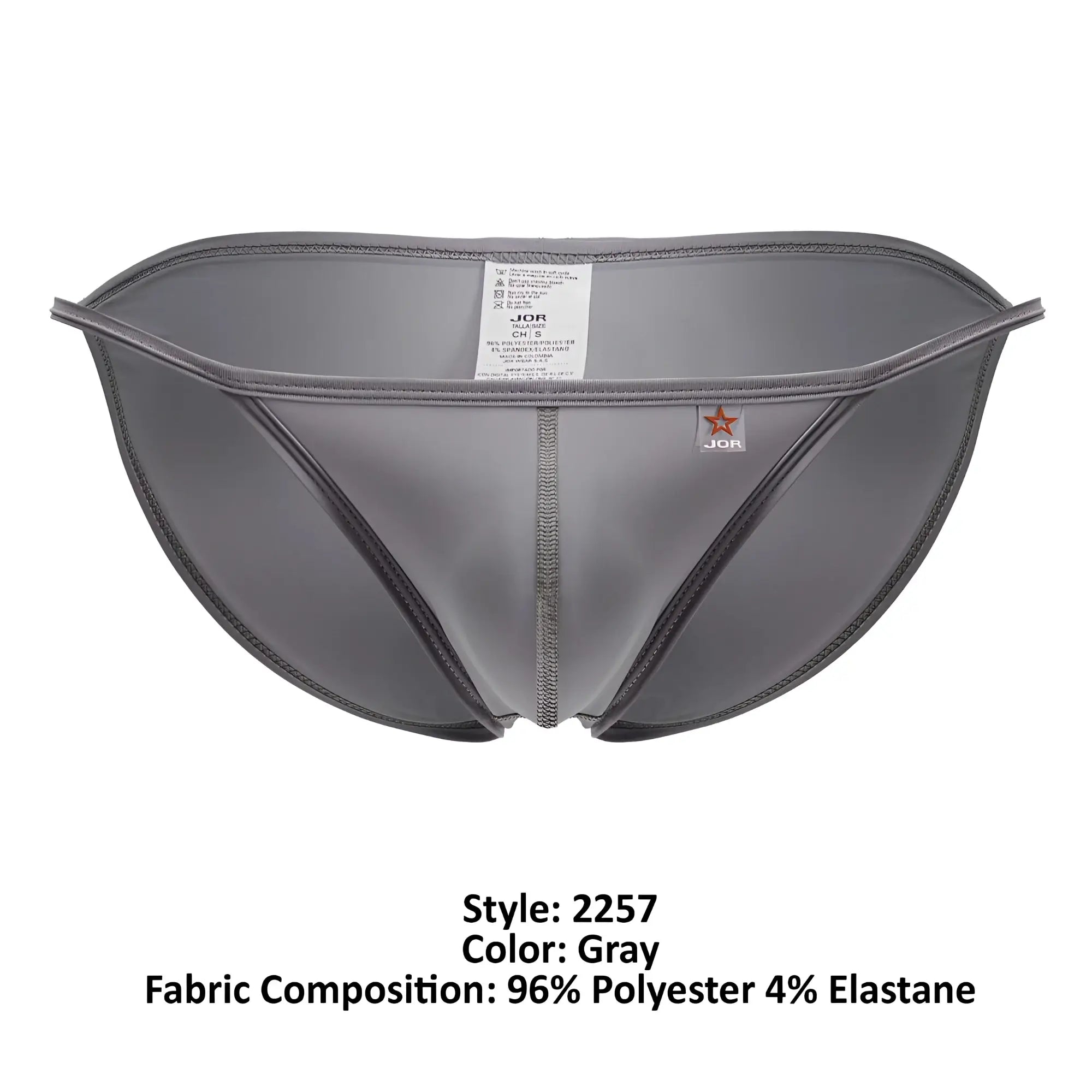 Gray jor 2257 axel bikini men’s briefs in gray made of 96 polyester 4 elastane with a sleek form-fitting design