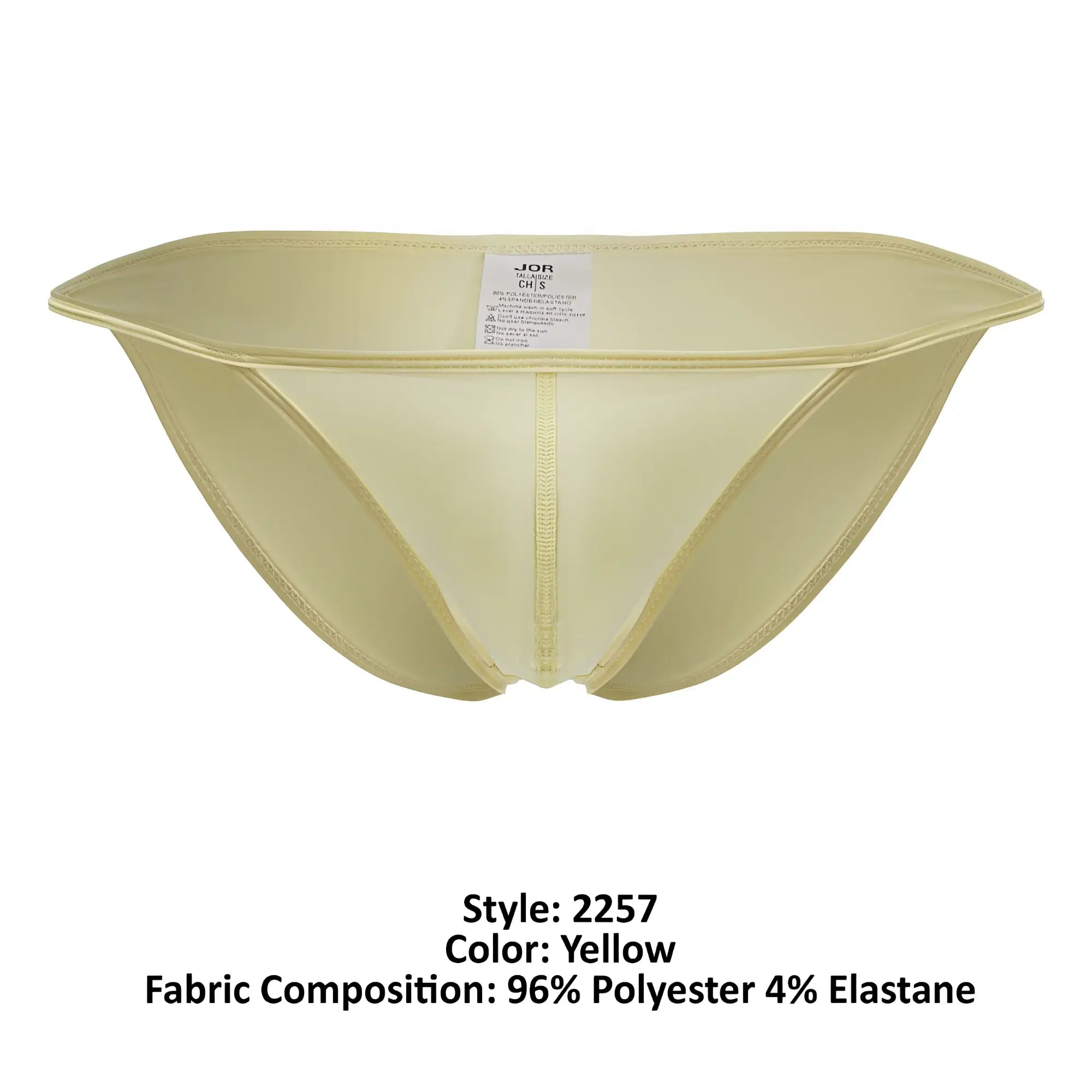 Yellow jor 2257 axel bikini bottom made of 96 polyester 4 elastane shown from the back in bright yellow color