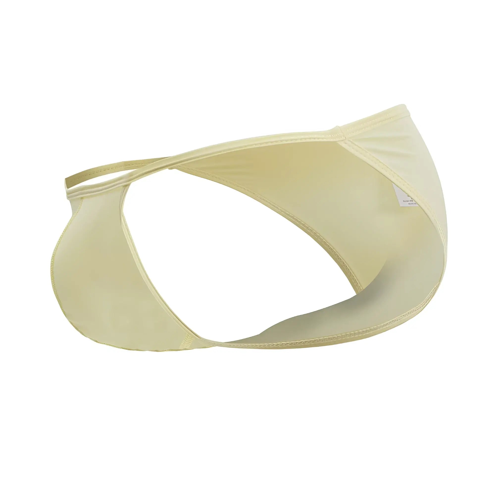 Cream-colored smooth-textured stretchy thong with minimalist design from JOR 2257 Axel Bikini in yellow color