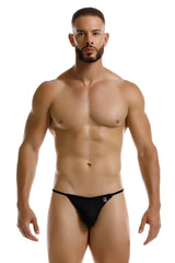 Black JOR 2258 Axel g-string thong with small red and white logo on left hipband shown from the back side