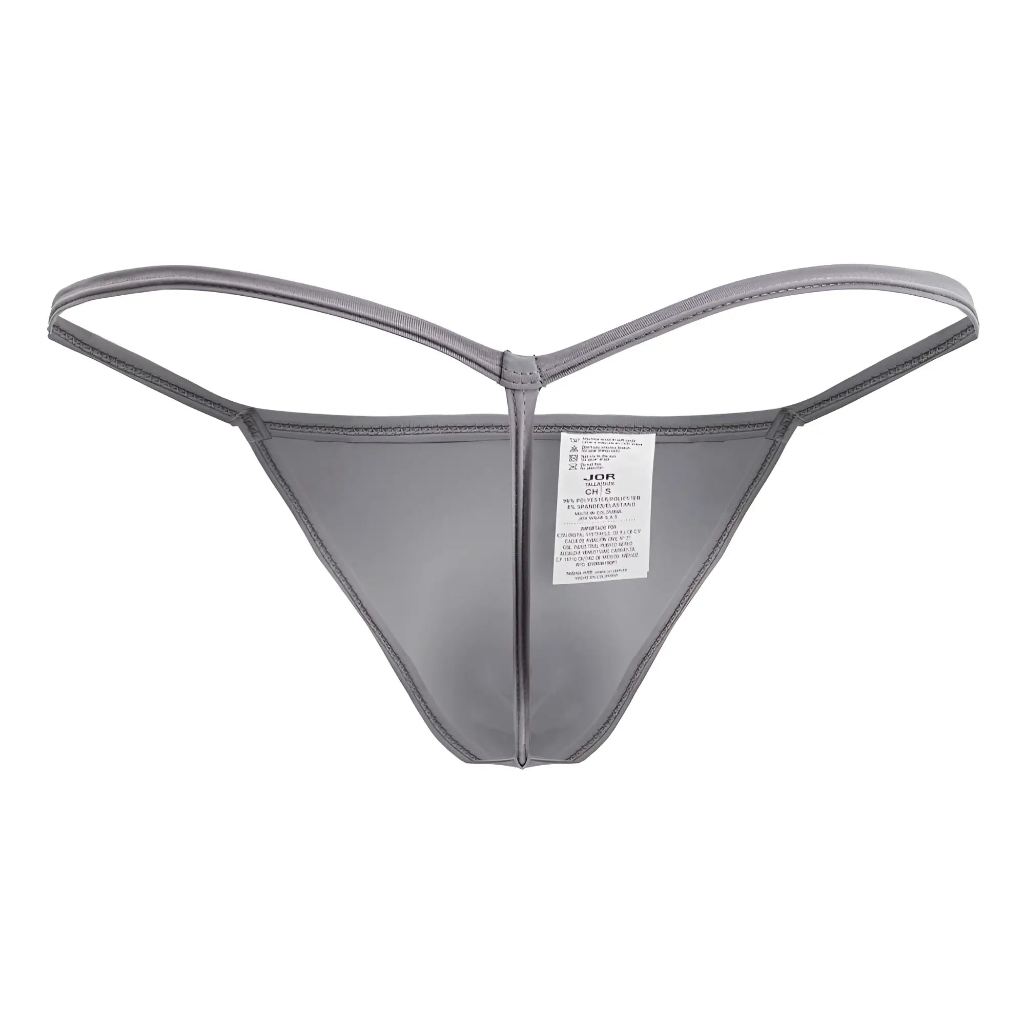 Gray jor 2258 Axel G-string thong made of stretchy smooth fabric with a sleek minimalist design shown from the back