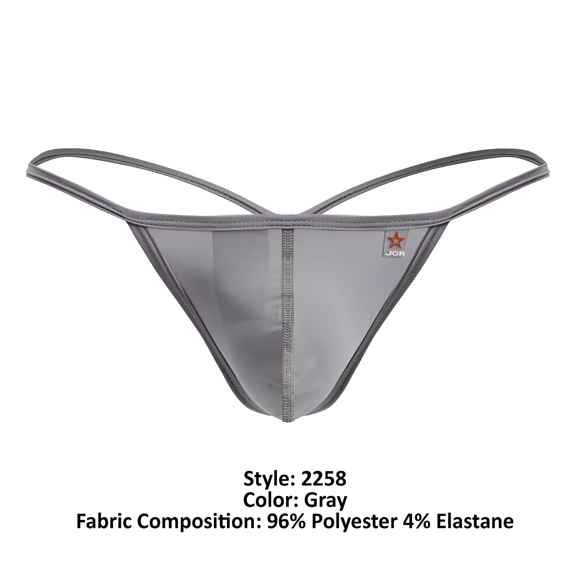 Gray jor 2258 Axel g-string thong with thin supportive straps and sheer front panel for comfortable wear