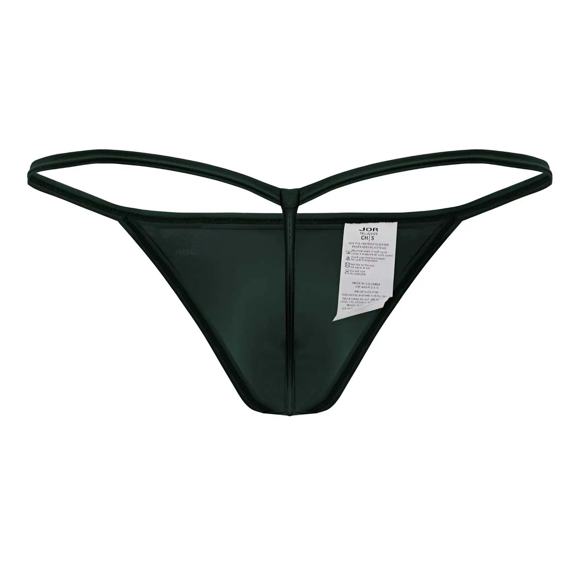 Black jor 2258 axel g-string thong in green with sleek minimalist design and smooth fabric front view