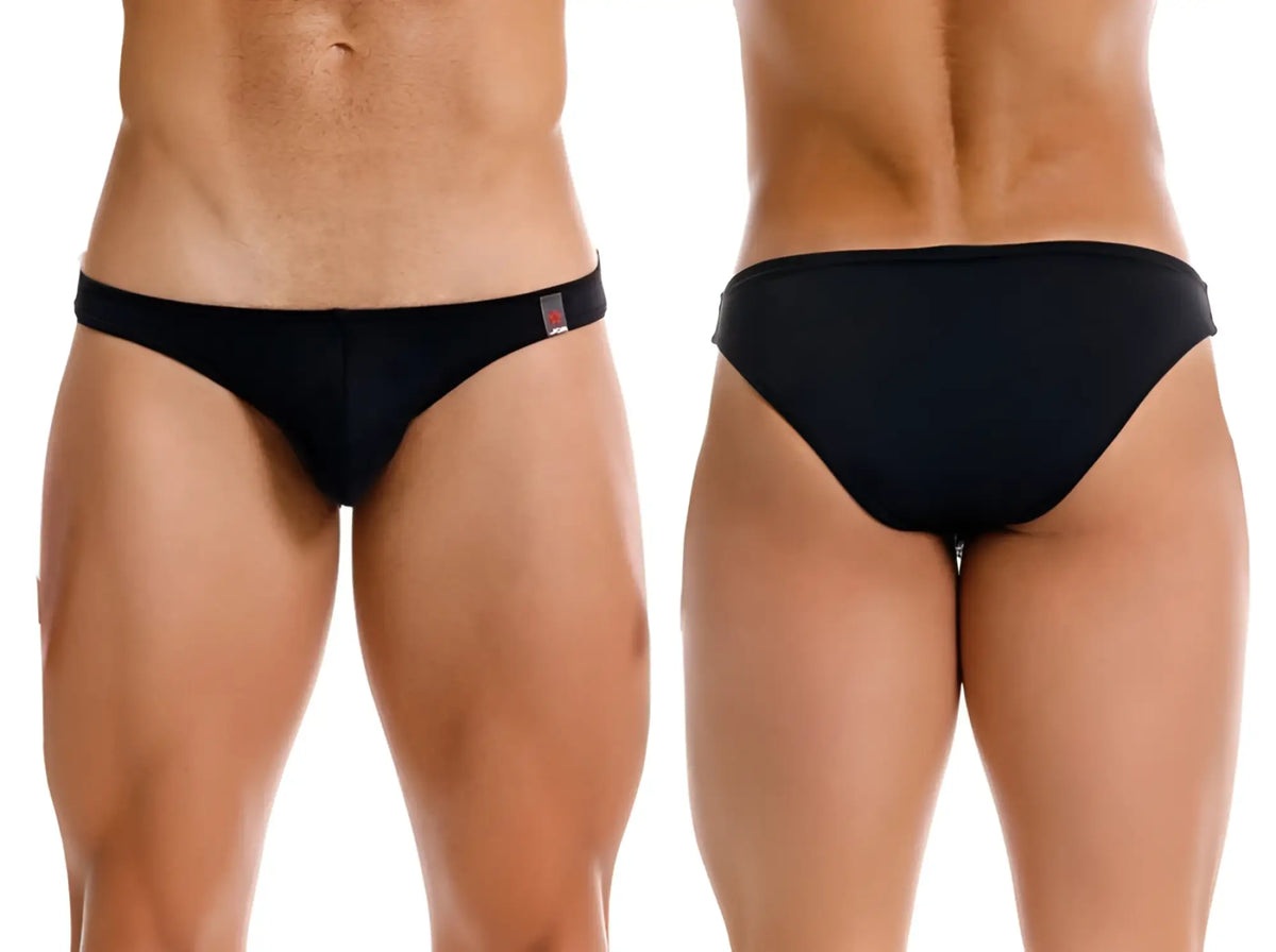Black jor 2273 travel swim bikini briefs with sleek form-fitting design and small red logo on the waistband