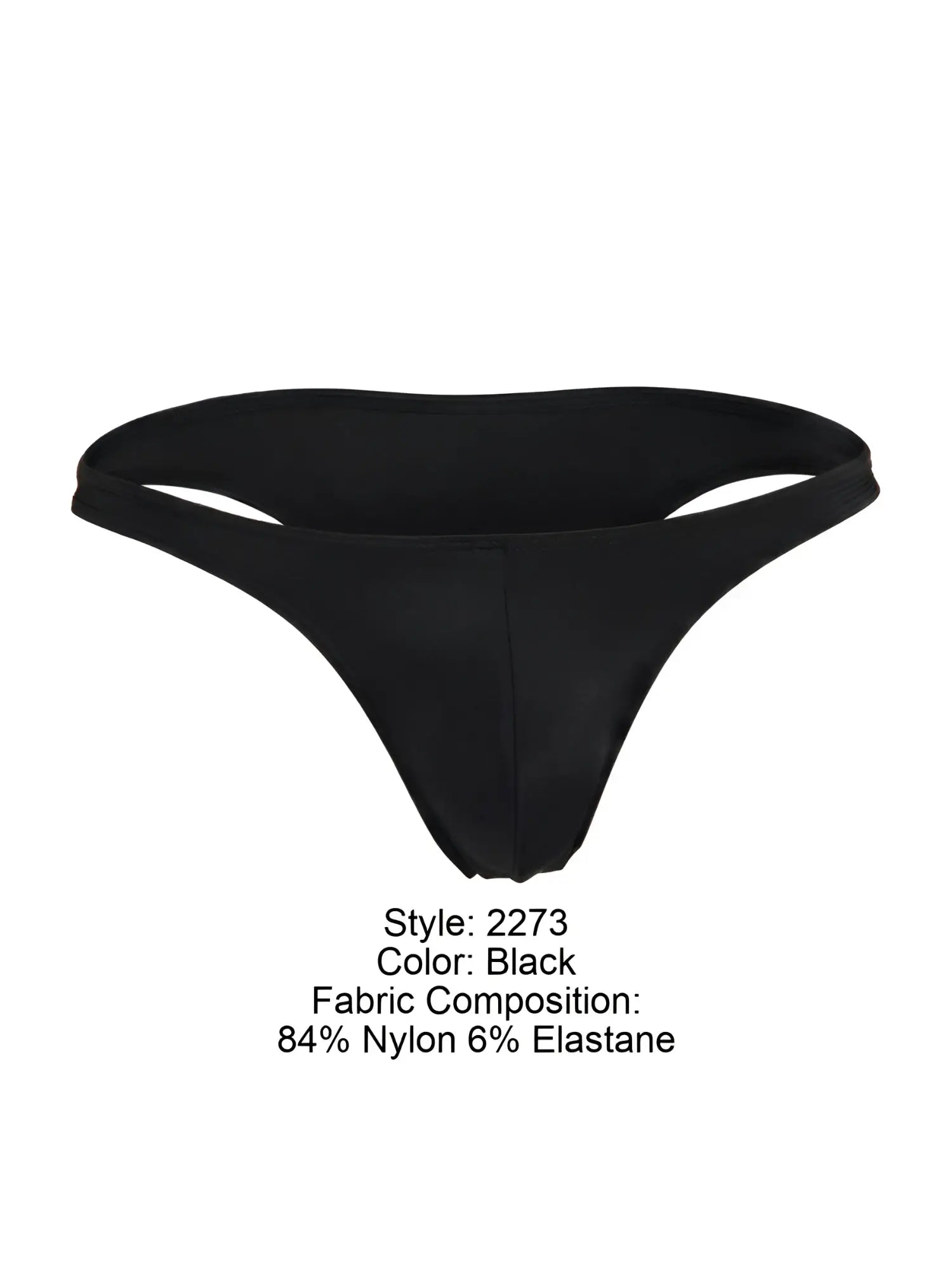 Black thong from JOR 2273 travel swim bikini made of 84% nylon and 6% elastane in black color