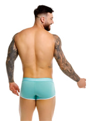 Jor 2320 college trunks mint teal athletic briefs with white trim and three stripe waistband for sportswear
