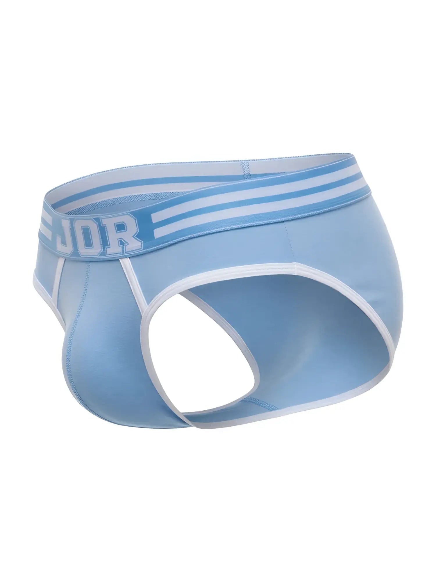 Light blue JOR 2321 college briefs with white trim and striped waistband in lightweight breathable fabric