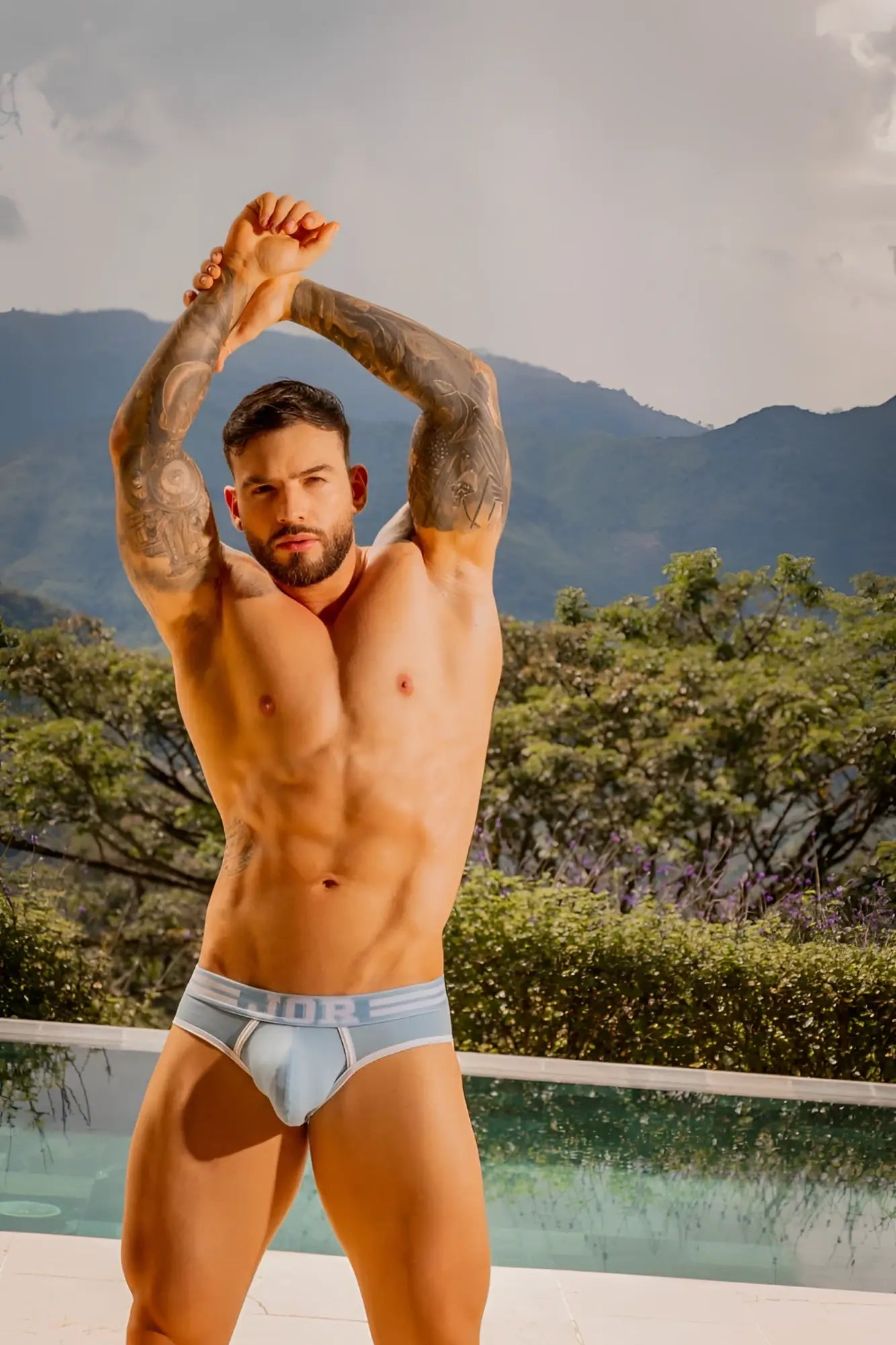 Light blue dior briefs with a white logo waistband from jor 2321 college briefs collection