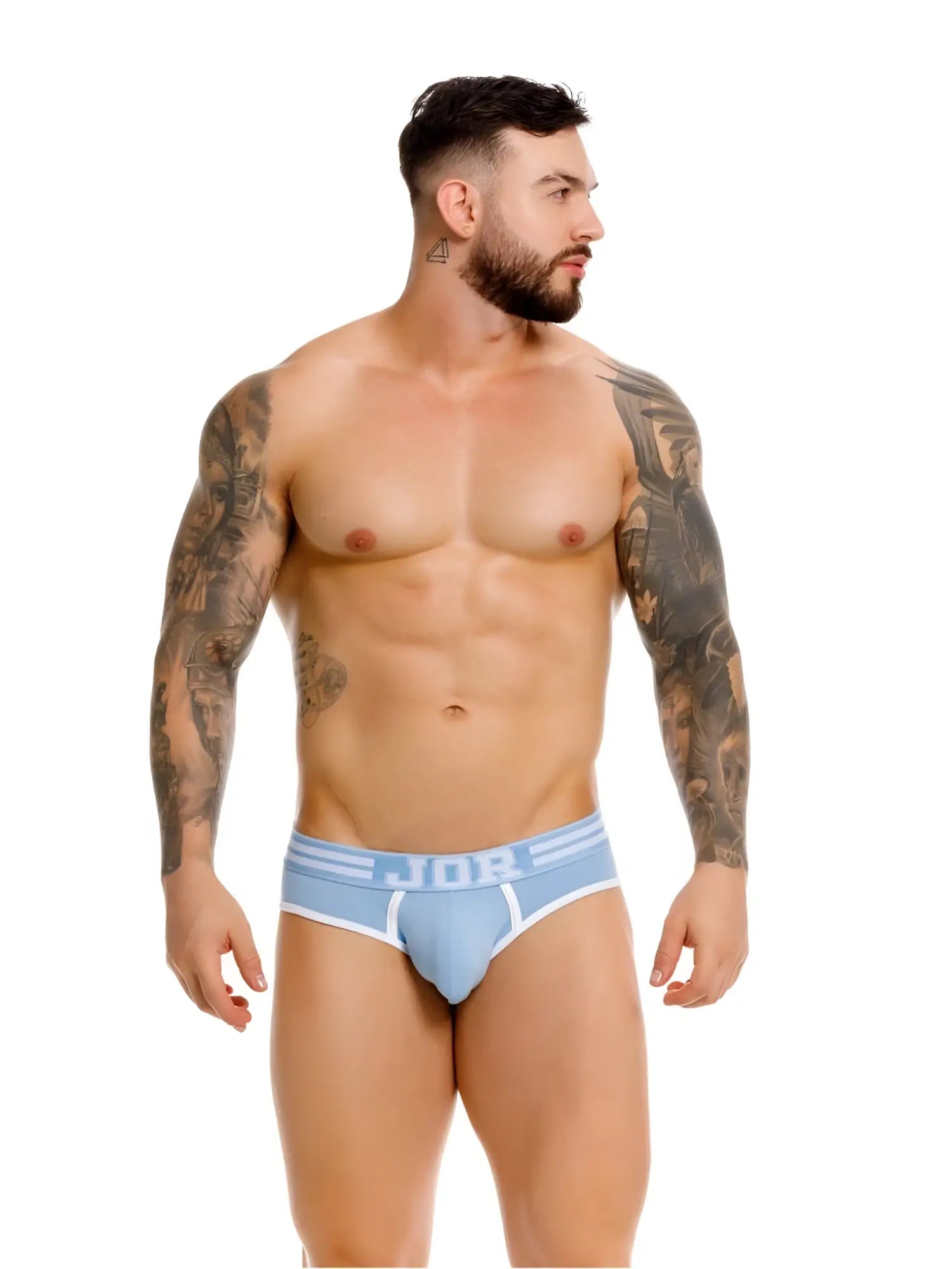 Light blue jor 2321 college briefs with white trim and bold logo waistband for comfortable everyday wear