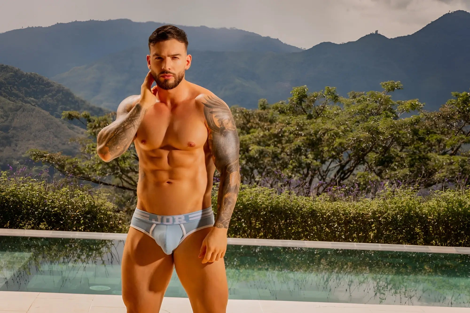 Light blue jor 2321 college briefs with subtle logo on waistband in soft breathable fabric for everyday comfort