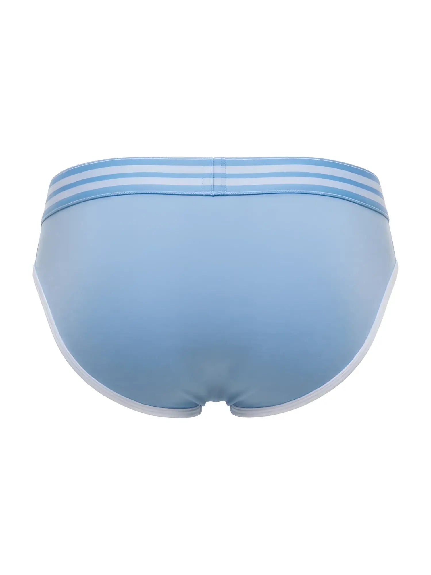 Light blue jor 2321 college briefs for men with white trim and three horizontal stripes on the waistband