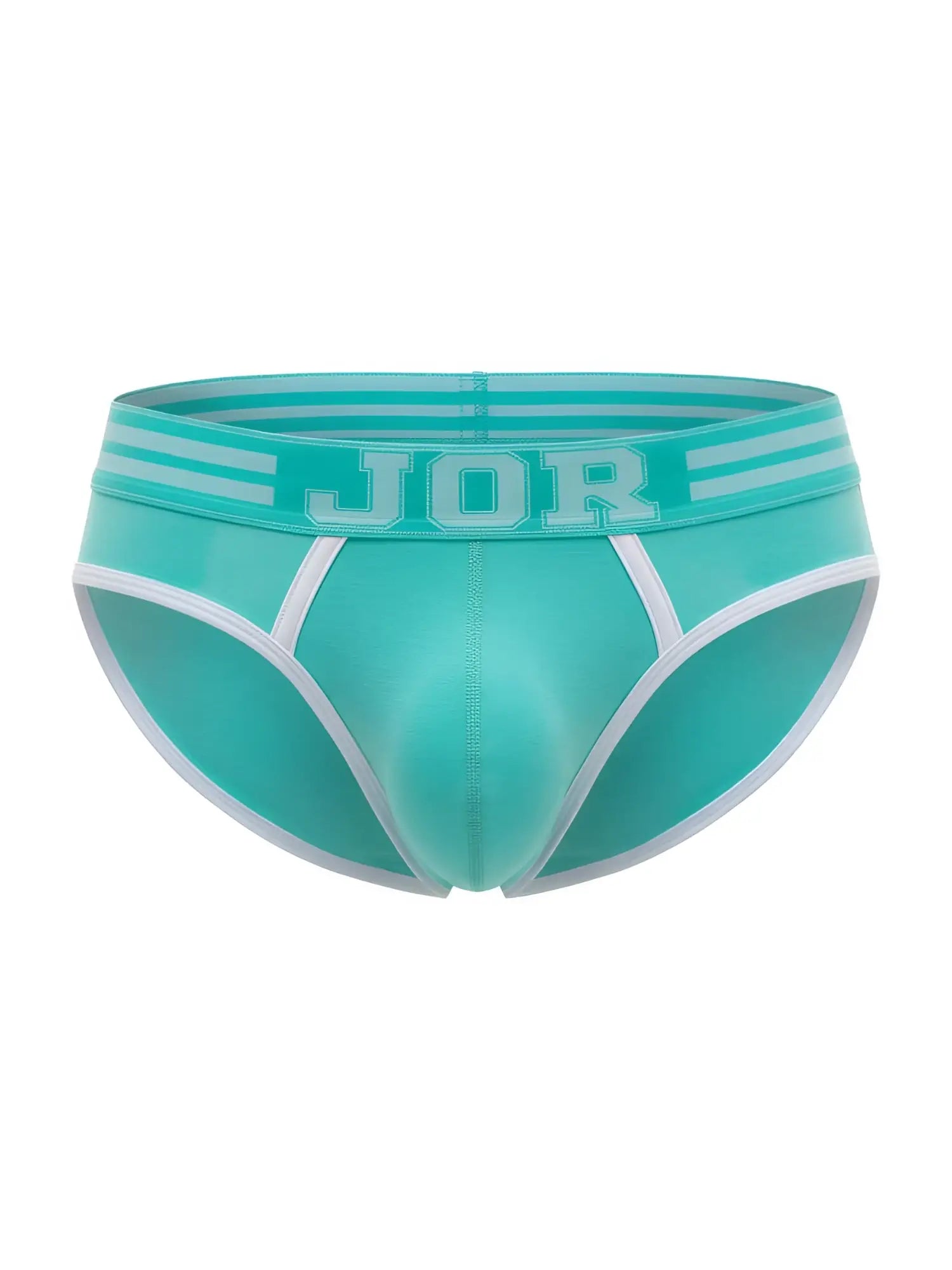 Teal jor 2321 college briefs with white trim and striped waistband in mint color for comfortable everyday wear