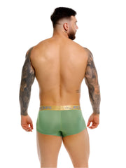 Green jior 2326 soho trunks athletic briefs with gold waistband featuring jior logo and star emblem