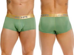Green jor 2326 soho trunks briefs with gold waistband featuring jor logo and star emblem