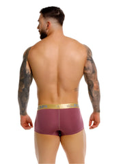 Maroon JOR 2326 Soho trunks boxer briefs with gold elastic waistband featuring brand logo in comfortable fabric