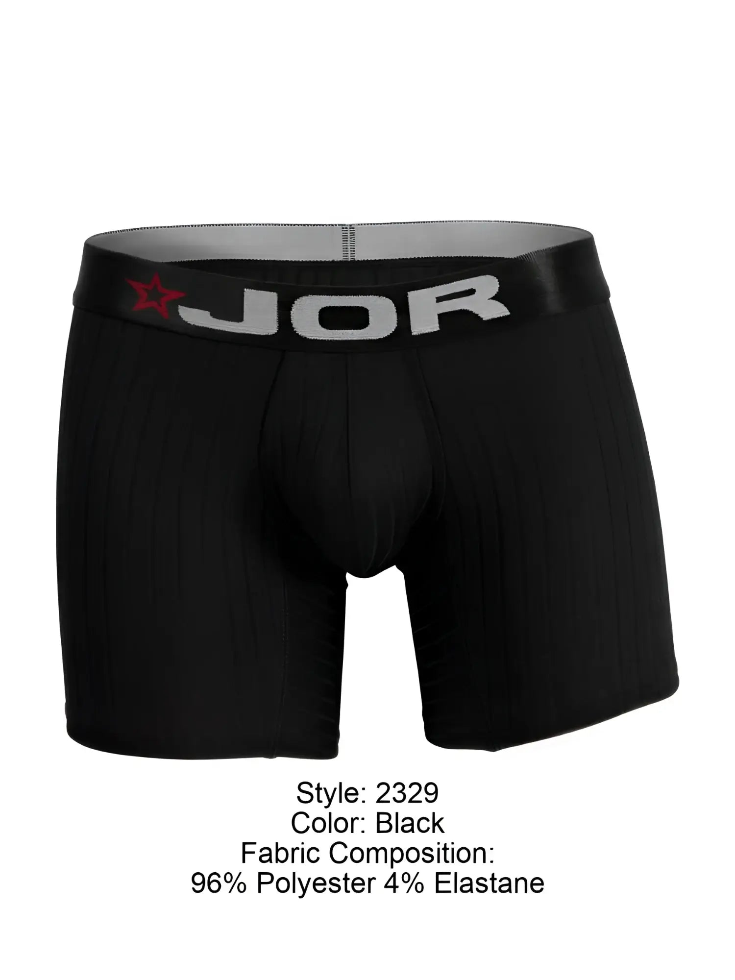 Black jor 2329 cronos boxer briefs with gray waistband featuring brand logo and red star emblem on front side