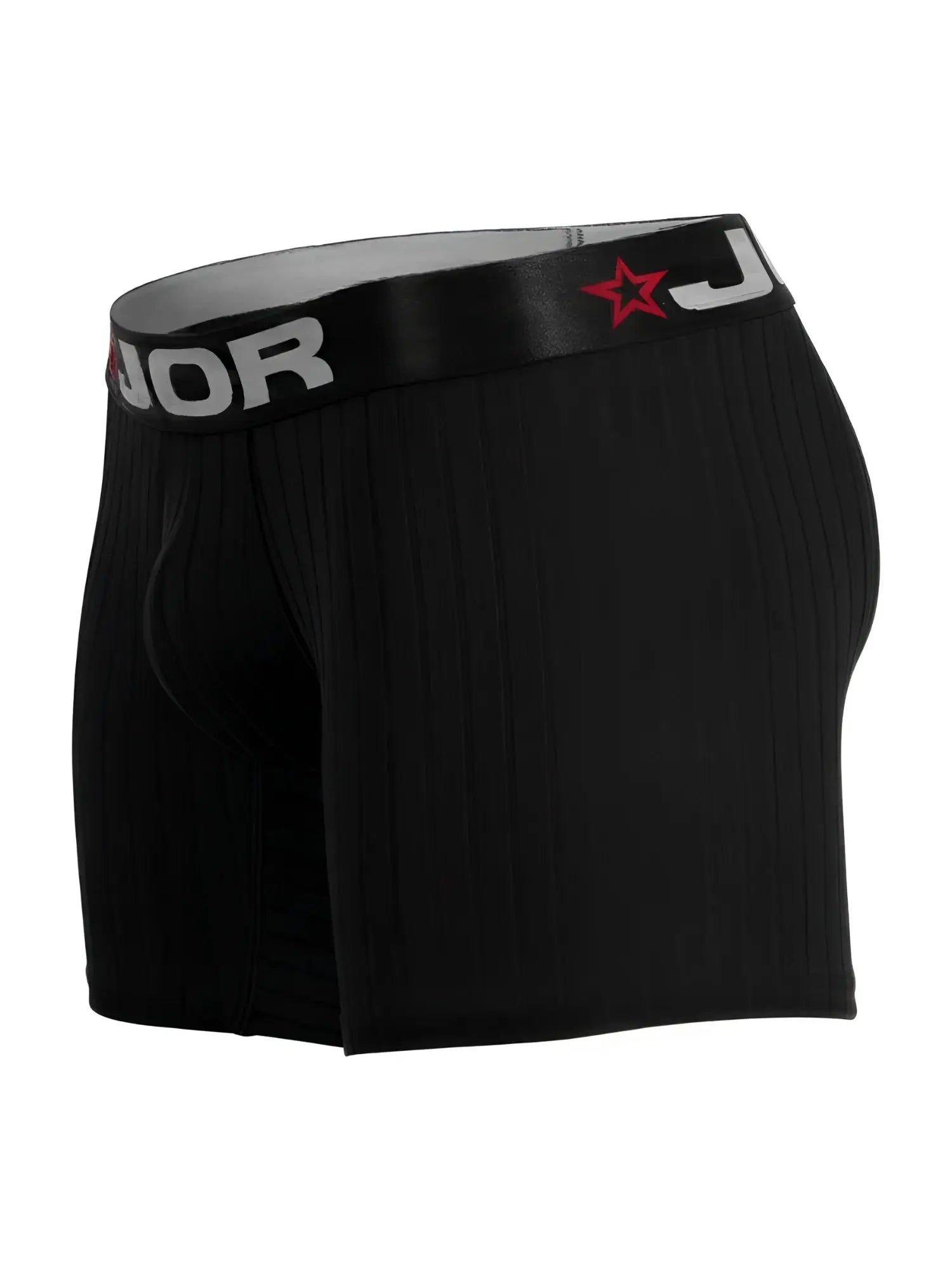 Black ribbed jor 2329 cronos boxer briefs with a black waistband featuring the j logo and red star emblem