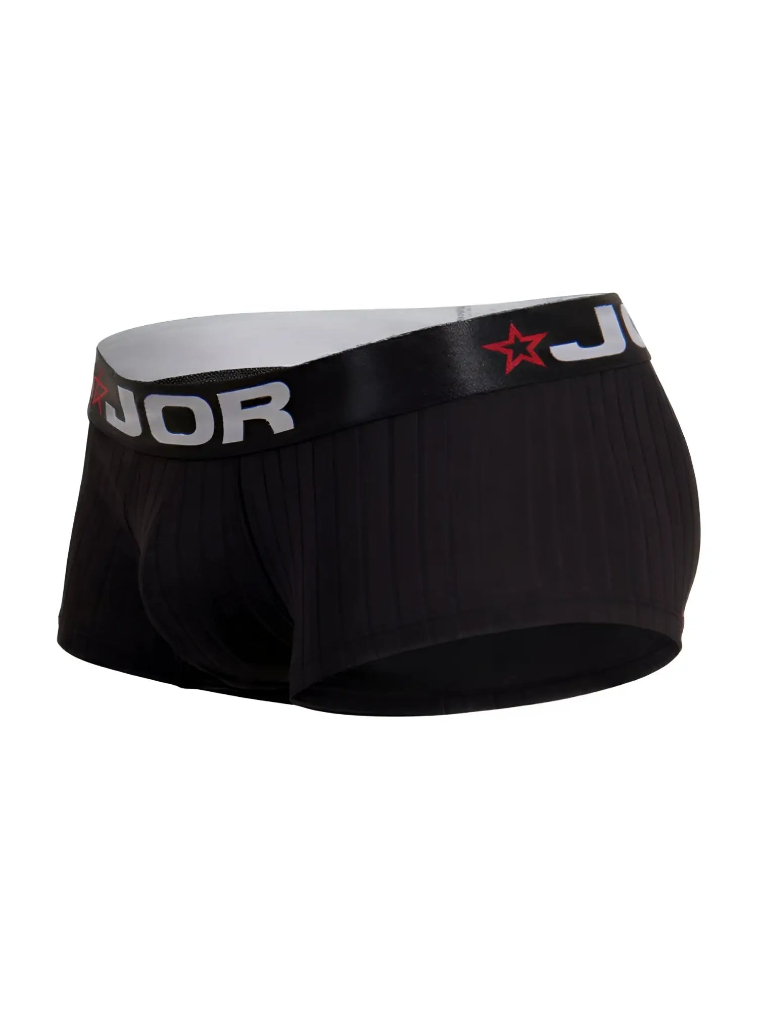 Black jor 2330 cronos trunks mens briefs with ribbed texture and contrasting white waistband featuring brand logo