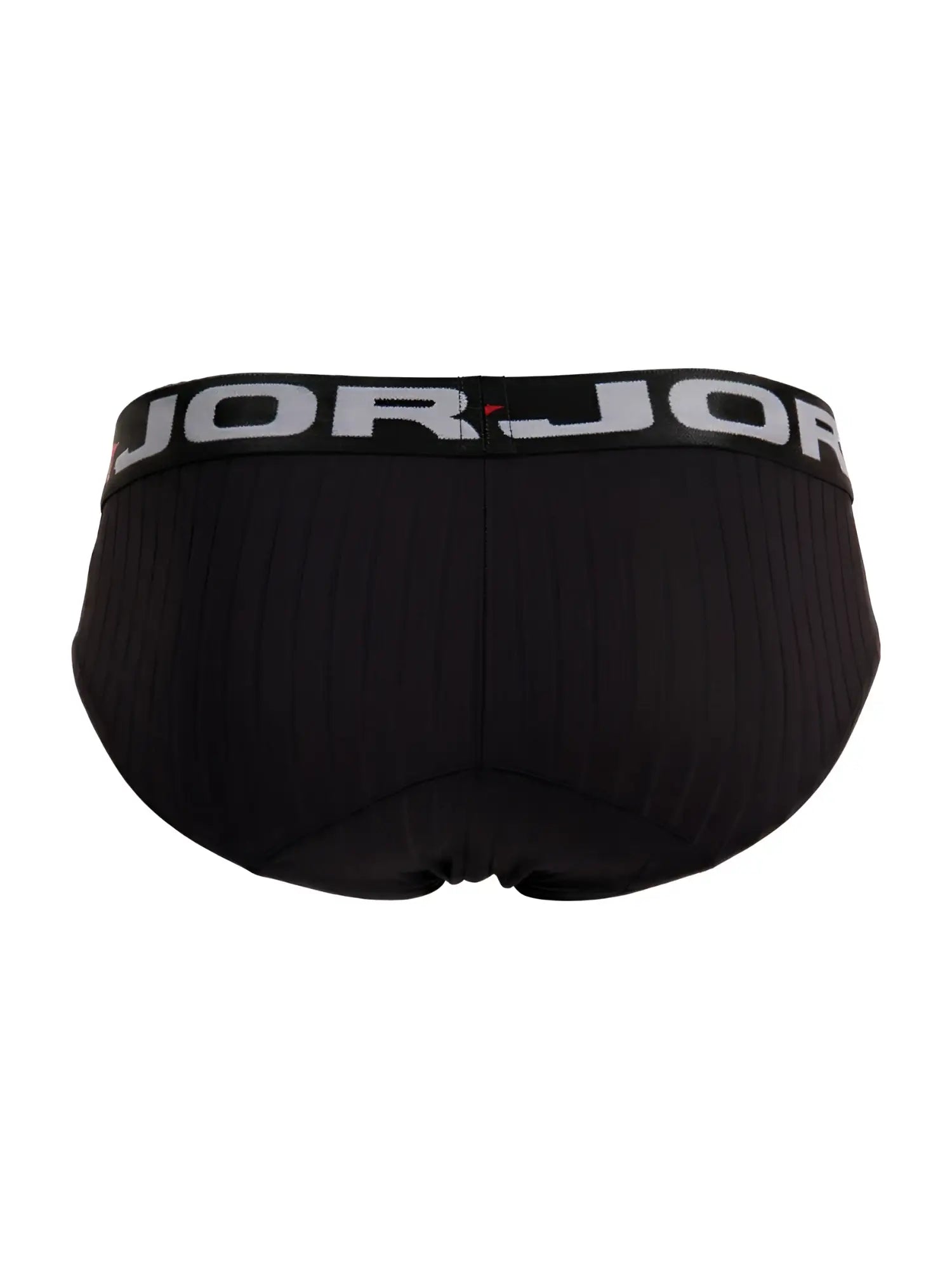 Black jorjor men’s briefs jor 2331 cronos with ribbed texture and gray waistband featuring bold brand name