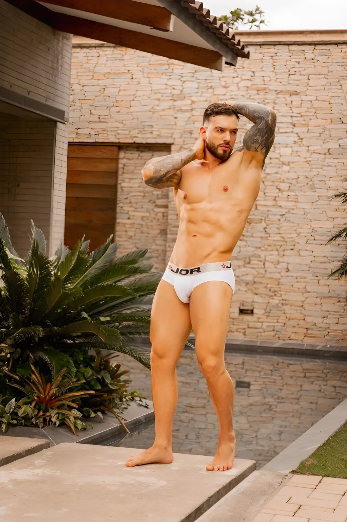 White jor 2331 cronos briefs featuring a subtle logo waistband in white cotton blend for comfortable everyday wear
