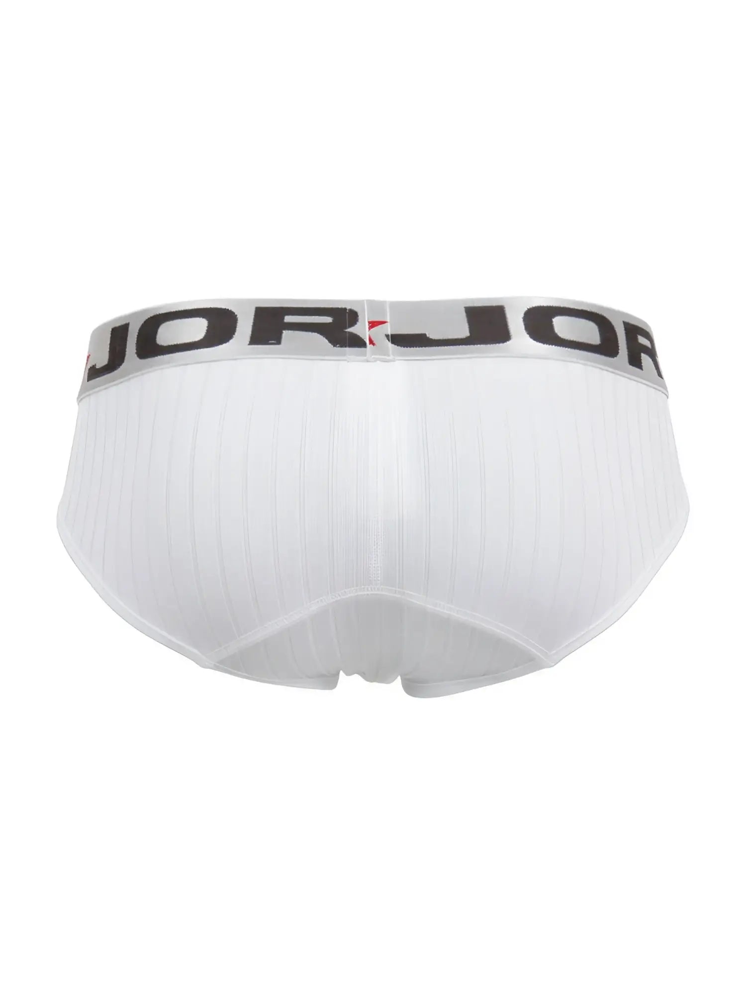 White jorjor men’s briefs with ribbed texture and black logo band JOR 2331 Cronos briefs color white
