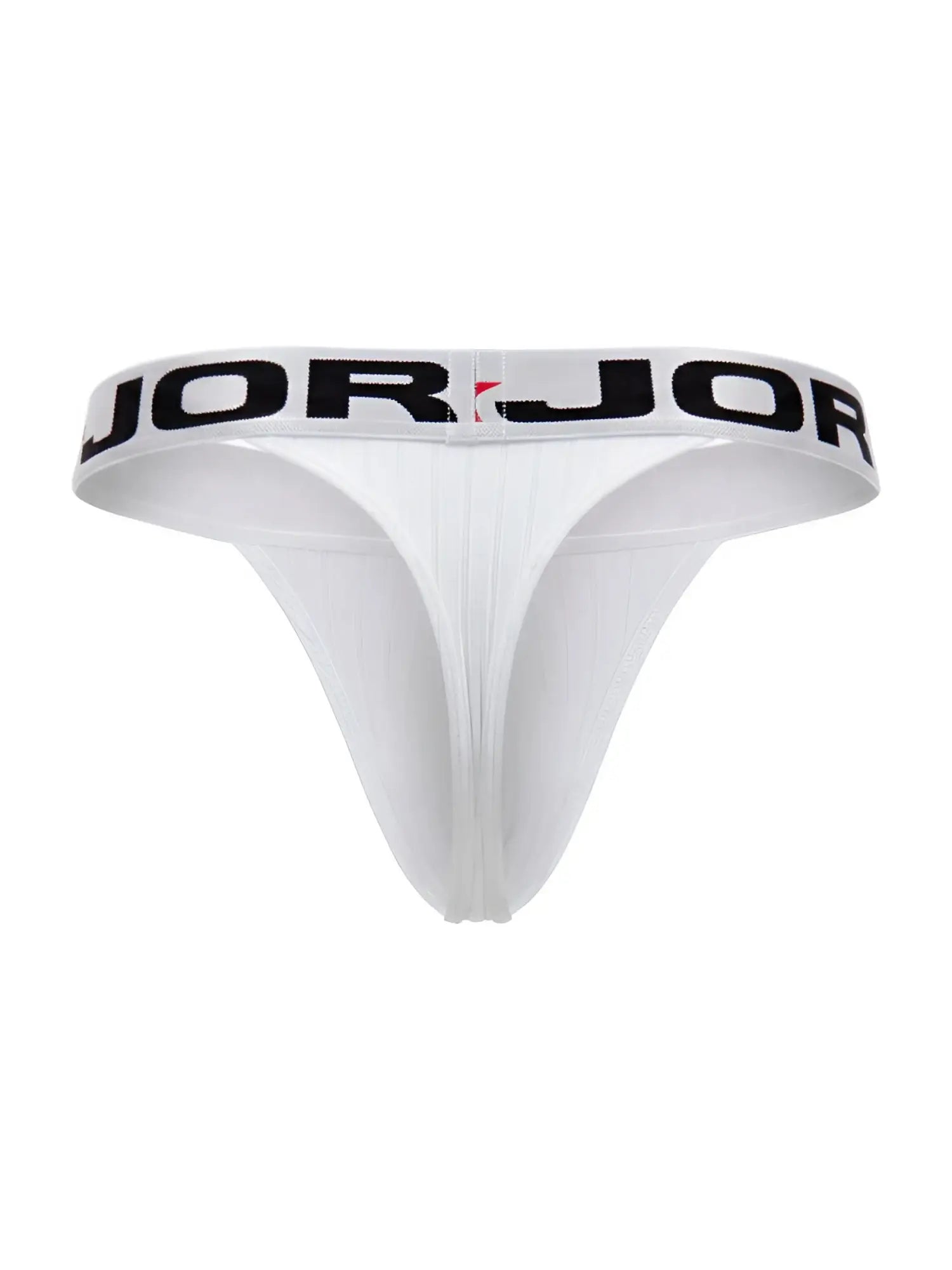 White jorjor brand thong with black lettering on the waistband in jor 2333 cronos thongs color white product image